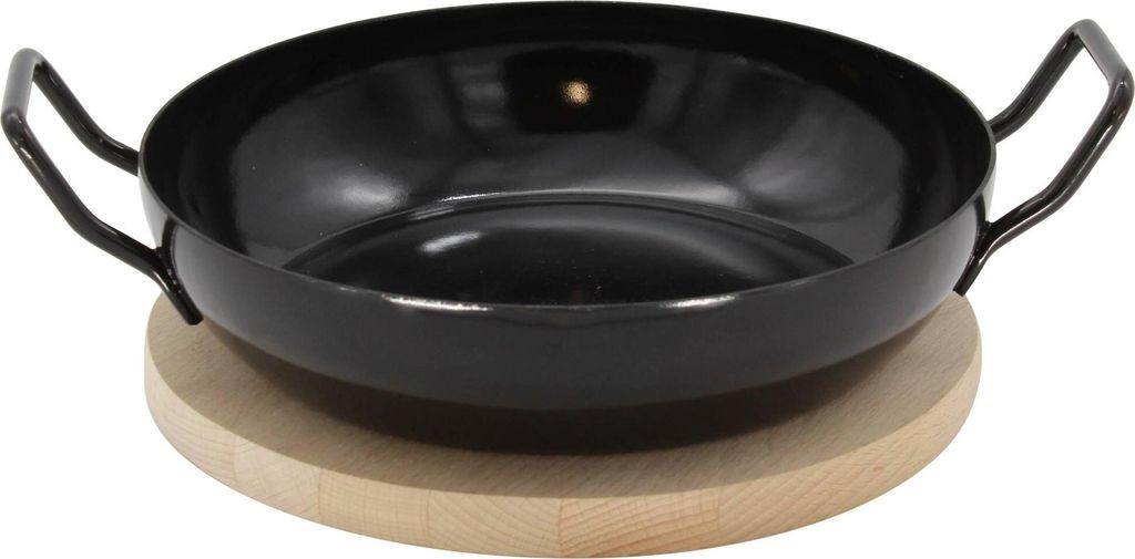 Kruger Krüger Gourmet Pan Nostalgia Ø24cm with wooden plate, natural/natural