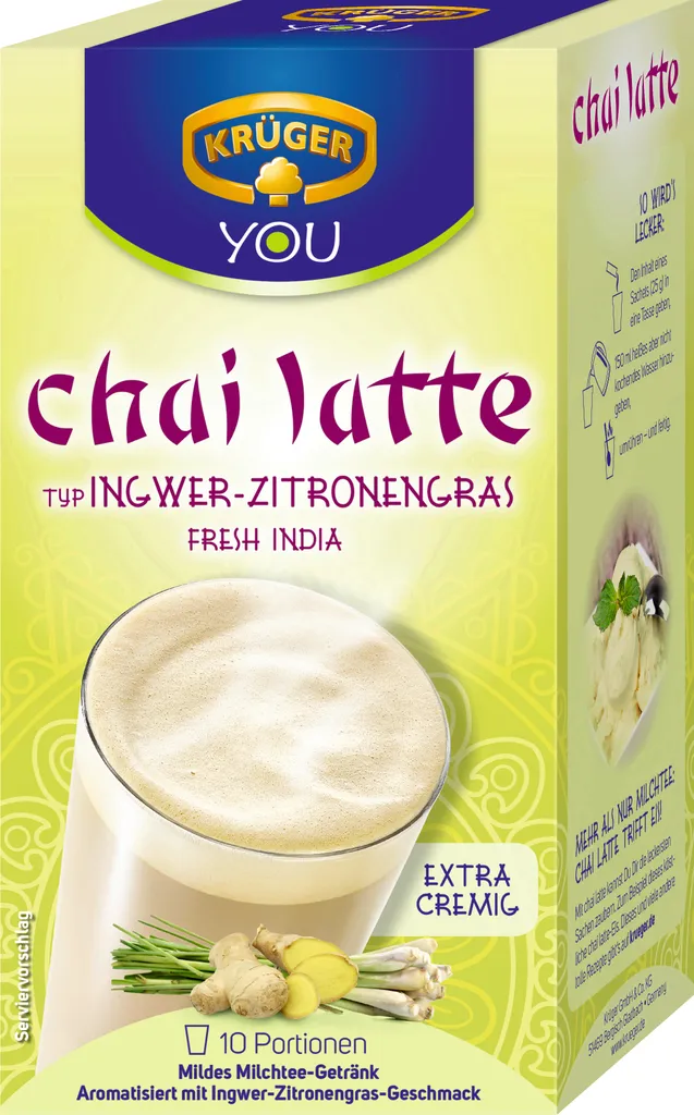 Krüger Family Krüger You Chai Latte Type Ginger-Lemongrass Fresh India Extra Creamy | 10 servings