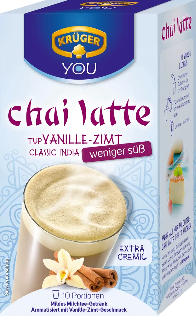 Krüger Family Krüger You Chai Latte Vanilla-Cinnamon Classic India less sweet extra creamy | 10 servings