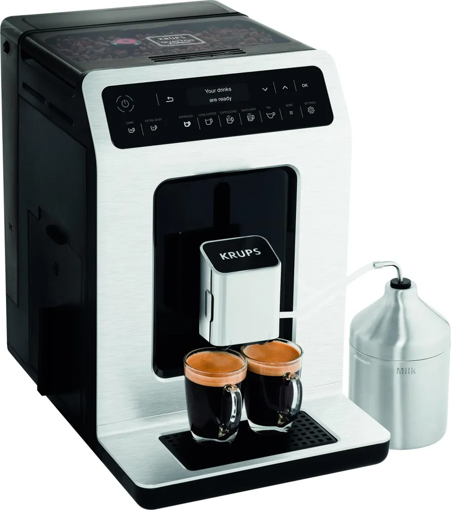 Krups EA891D Evidence Classic Double Cappuccino, Fully Automatic Coffee Machine, Aluminum Front / Black