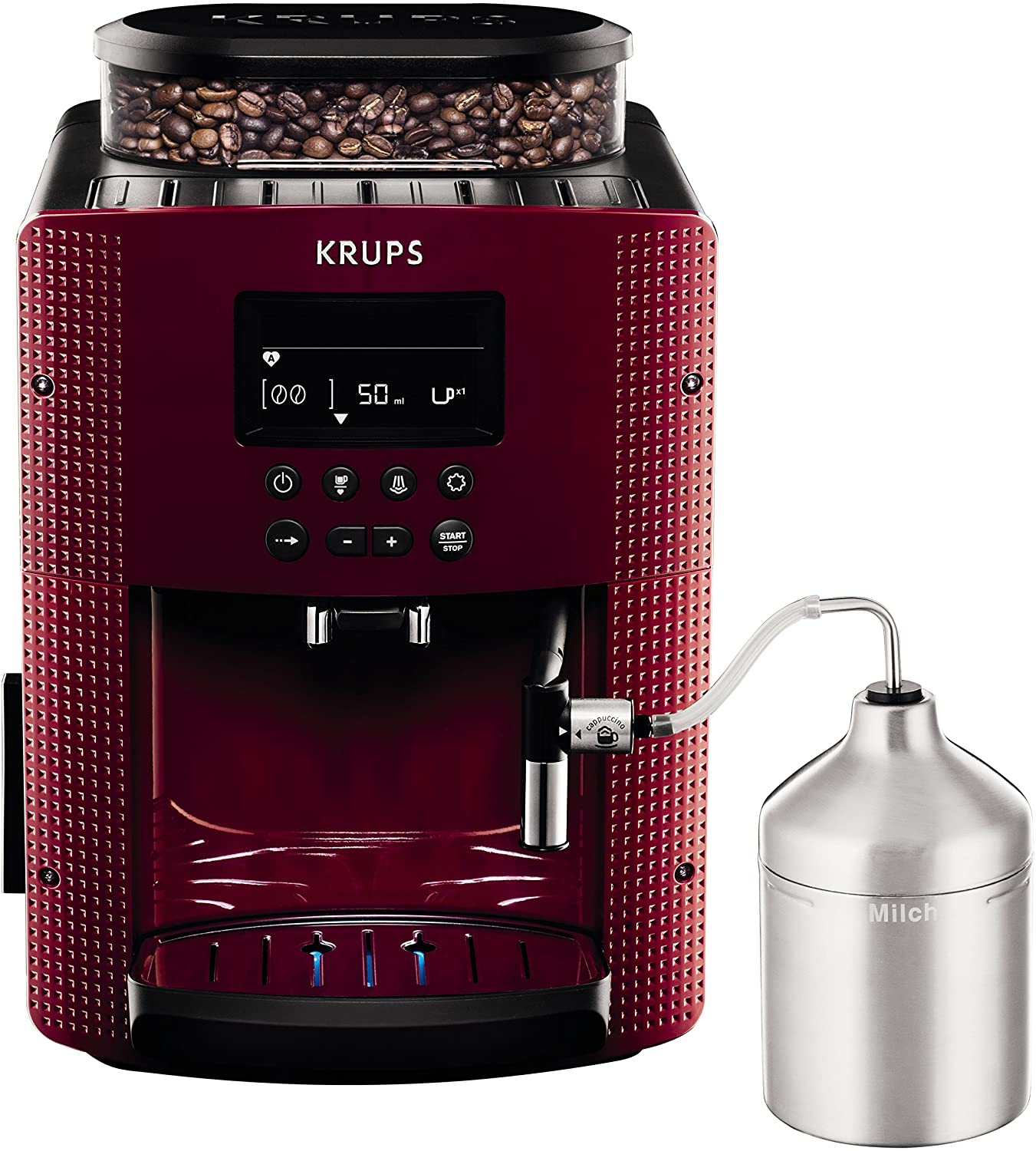 Krups EA816570 Coffee Machine, Espresseria Automatic Display, Red