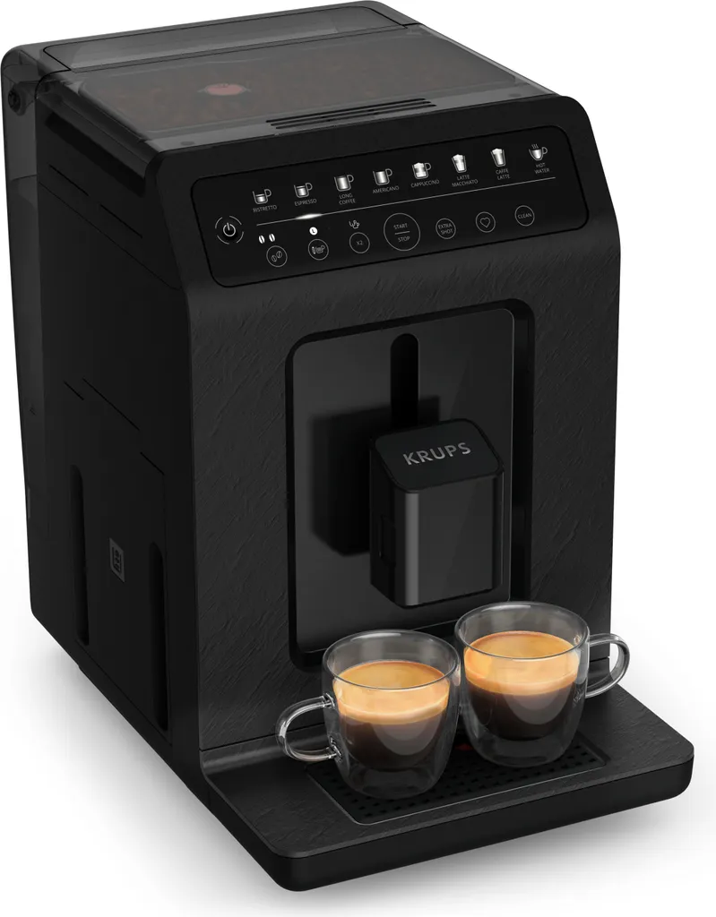 KRUPS Evidence Eco-Design Automatic Espresso and Cappuccino Machine, Perfect Taste, Quattro Force, One-Touch Cups with Milk, 8 Preset Drinks, Individual Drink Preparation, EA897B10