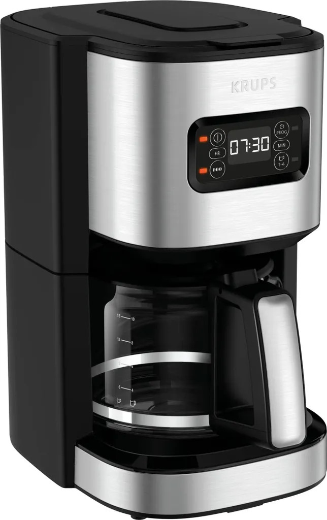 Krups Excellence Filter Coffee Machine KM480D, Filter Coffee Machine, 1.25 l, Ground Coffee, Black, Stainless Steel