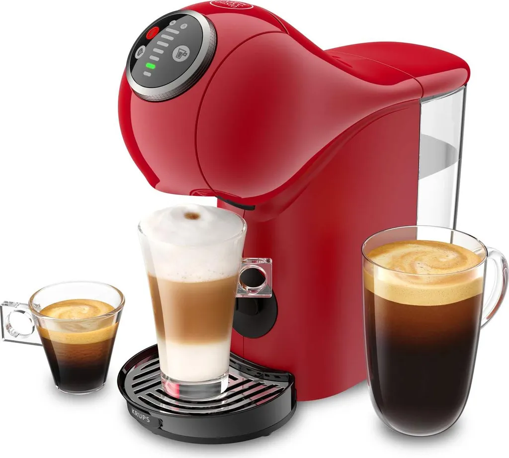 KRUPS Genio S Plus - Espresso Machine BooFunction XL Hot and Cold Drinks - Descaling Indicator - Red - YY4444FD