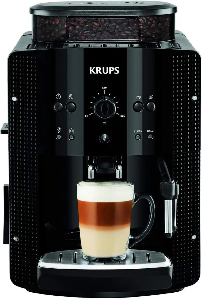 Krups Essential EA810870 Fully Automatic Coffee Machine with LatteGo Milk Frother, Display, Coffee Maker, Cafe Machine, Coffee Machine with Grinder