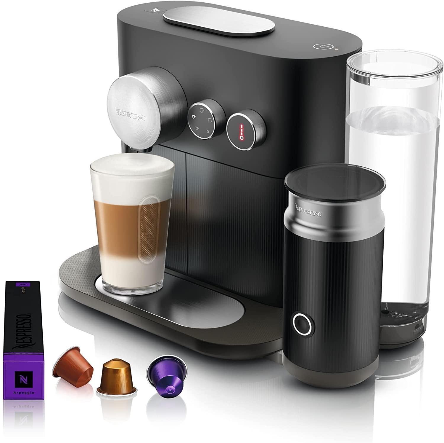 Krups Nespresso XN6008 Capsule Machine Expert, Thermoblock Heating System, 19 Bar, Black, with Aeroccino