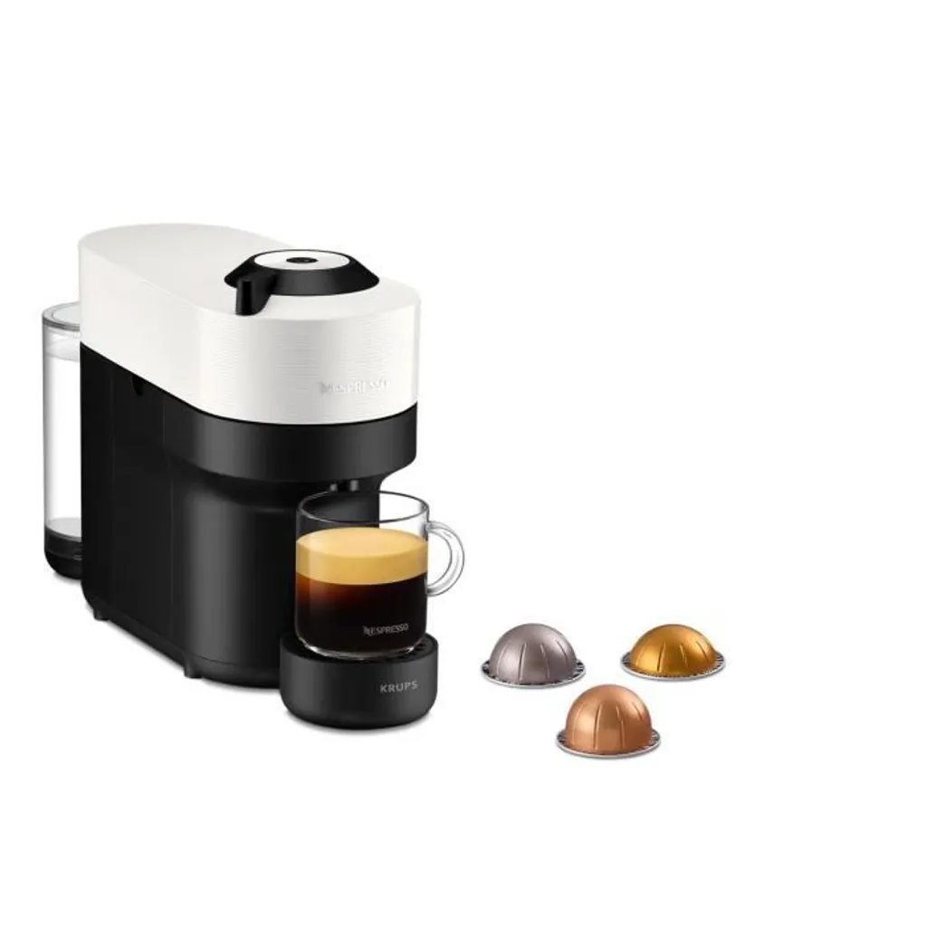 Krups Nespresso YY4889FD Virtue White Pop Coffee Capsules, Compact Coffee Machine, 4 Cup Sizes, Espresso, Bluetooth