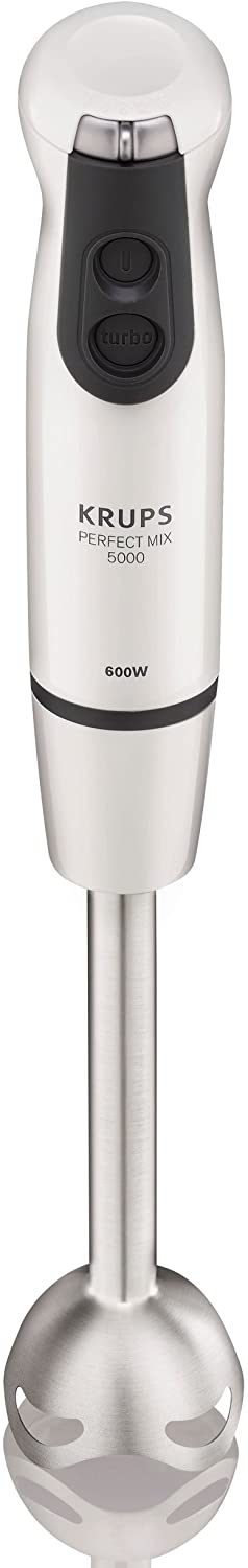 Krups Perfect Mix 5000 HZ2001 Hand Mixer with Mixing Cup 4 Blade Technology 16 Speed Levels Turbo-Steel 600 W White / Black / Brushed Stainless Steel