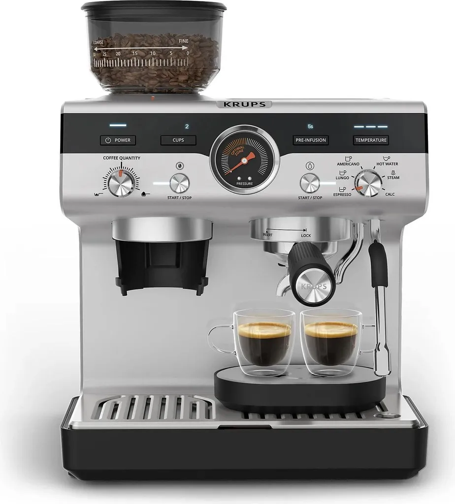 Krups XP801T Precision Espresso Machine, black/silver