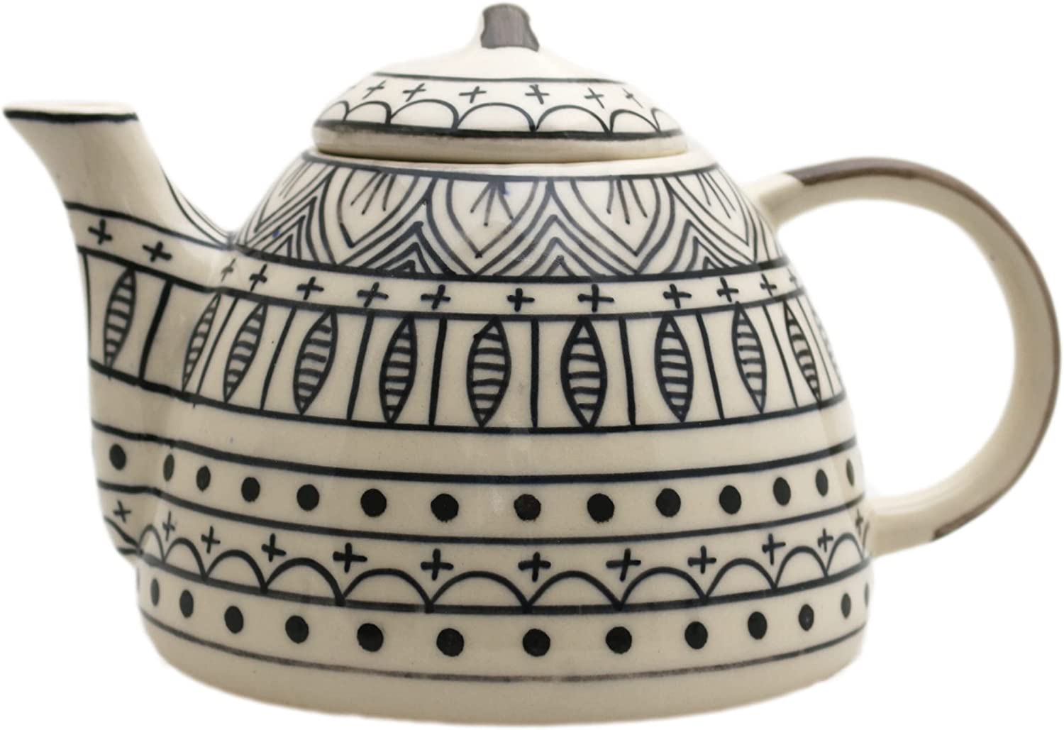 Gall&Zick Ceramic Teapot Hand-Painted Black / White (Bali)