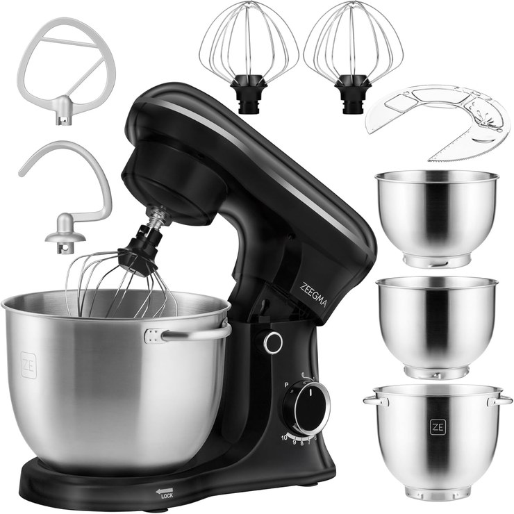 ZEEGMA PLANEET TRIO Planetary Robot 1500W Multifunctional Food Processor with 3 Bowls 4L, 4.5L and 5.2L, 10 Operating Speeds, Mixer with Hooks, Whisk (Black)