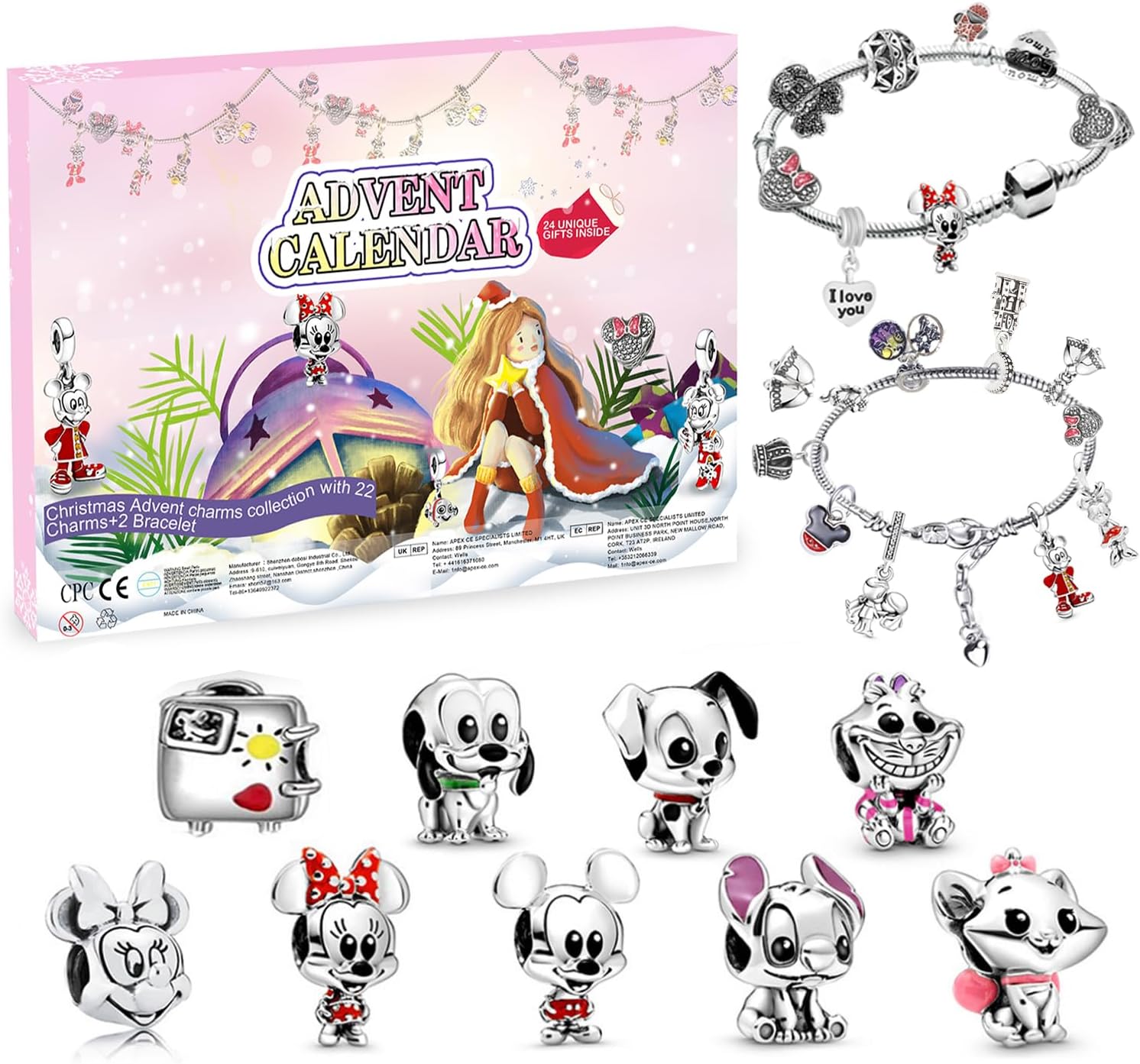 Mjuthy Jewelery Advent Calendar 2025 Girls Children - Cartoon Charm Bracelet Kit 24 Days Christmas Calendar Gift for Women Teenagers with Charm Bracelets Halloween Birthday Gift