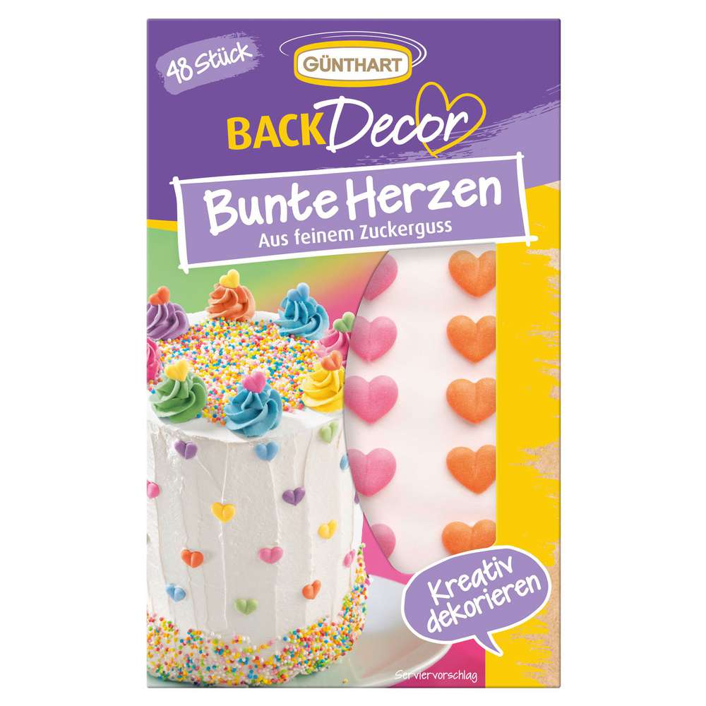 Günthart Cake Decoration Colorful Sugar Hearts, 13 gm