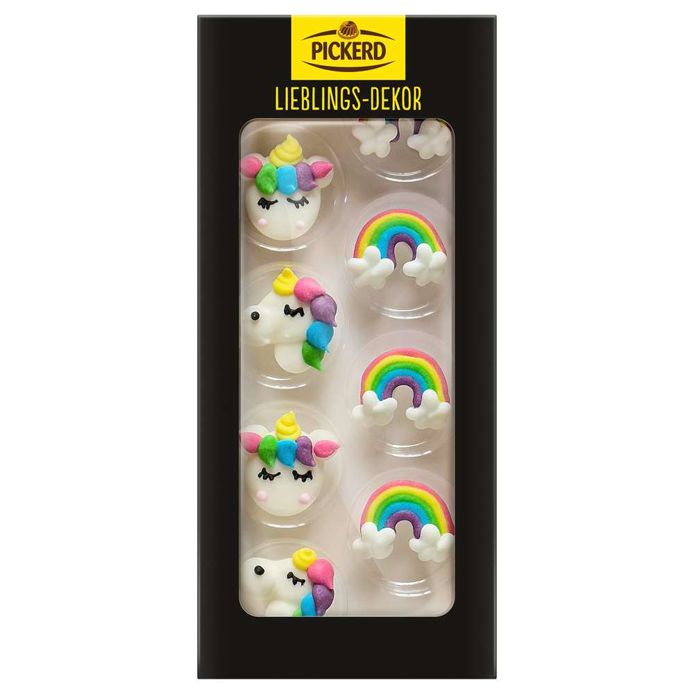 Pickerd Cake decorations, sugar unicorns & rainbows