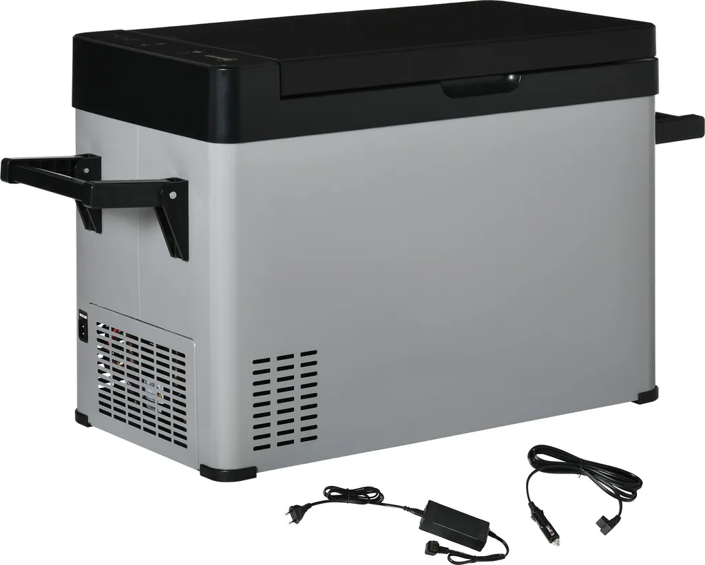 Welikera 50L Car Cooler with LCD Display, 2 Modes, Compressor Car Refrigerator with Handles, for Boats, Campers, and Travel, 12/24V DC and 110-240V AC, Grey+Black