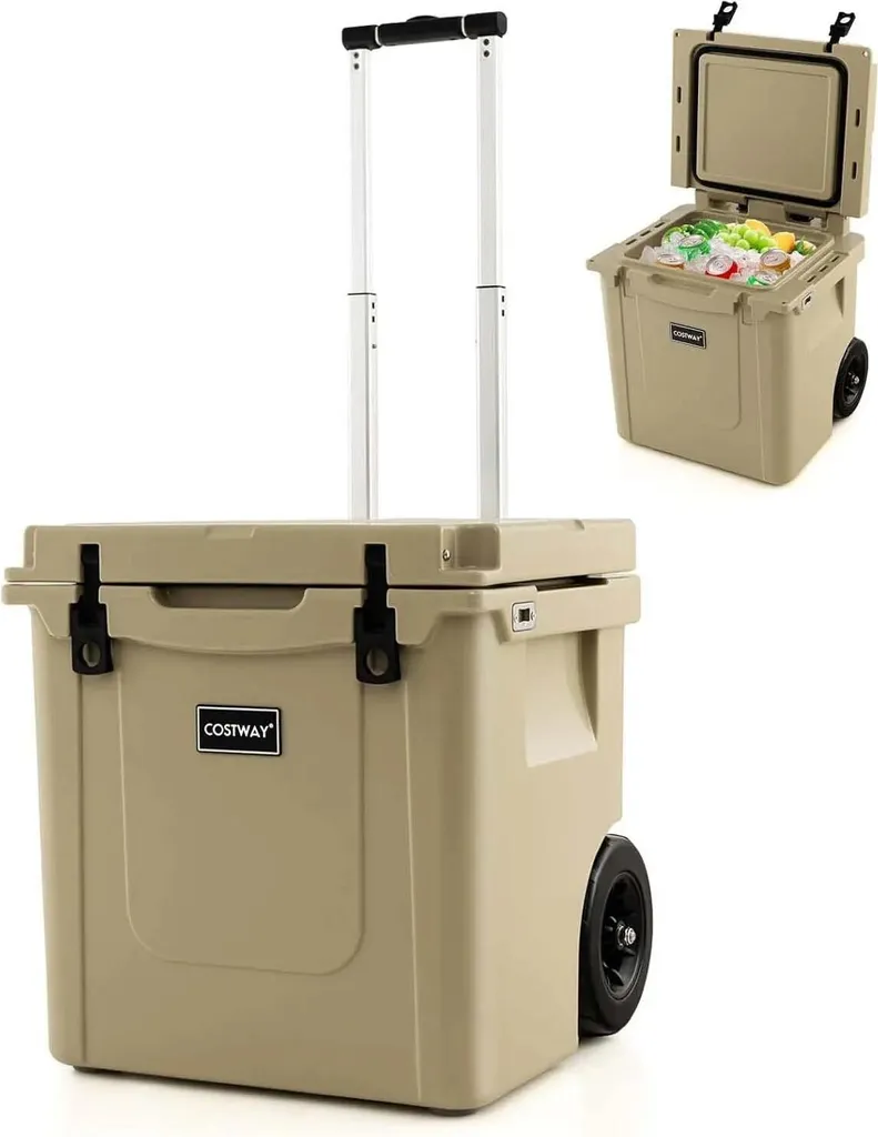StarTech Cooler box - Insulated rolling box - 43 l capacity - Wheels & telescopic handle made of aluminum - Load capacity 100 kg - For cold & warm items - Khaki
