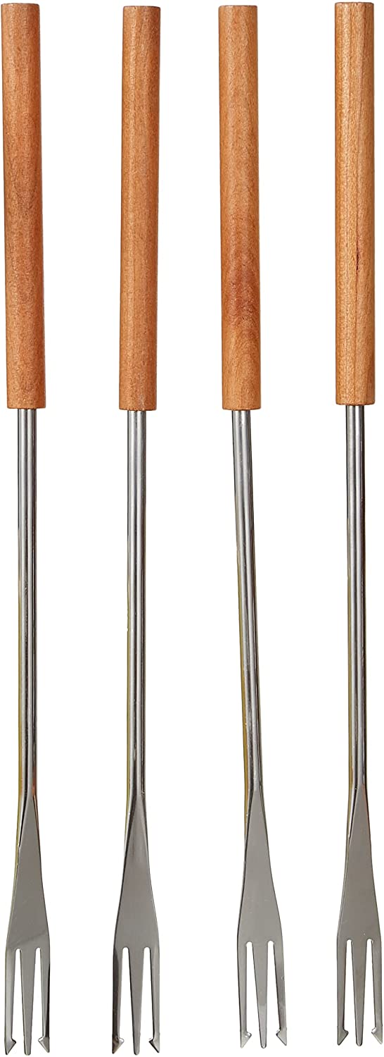Kuhn Rikon 32099 Meat and Cheese Fondue Forks Cherry Wood Set of 4