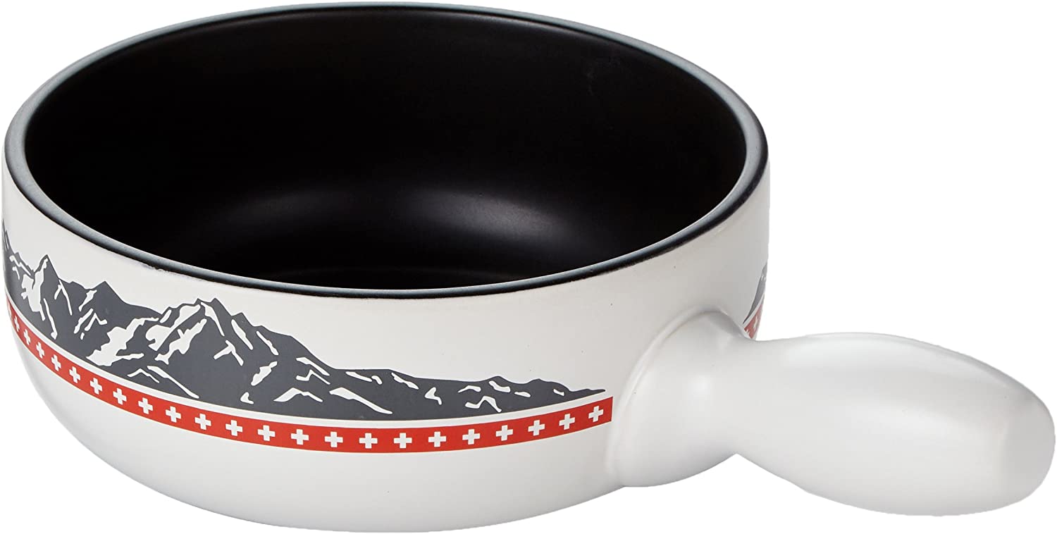 Kuhn Rikon Caquelon for Induction Cooker, Fondue Pot, Cheese Fondue, Ceramic, Mountains, Ø 23 cm, 2.4 L, 32227