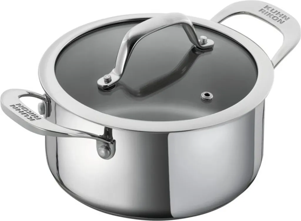 Kuhn Rikon saucepan with glass lid, 2.3 liters, 18 cm, stainless steel