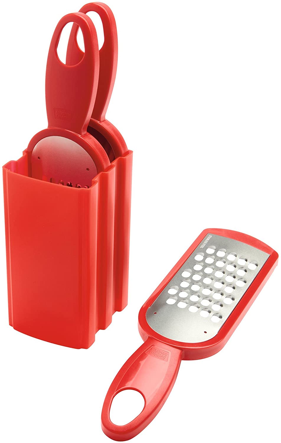 Kuhn Rikon Swiss Peeler 3 Piece Set with Storage Caddy, Red