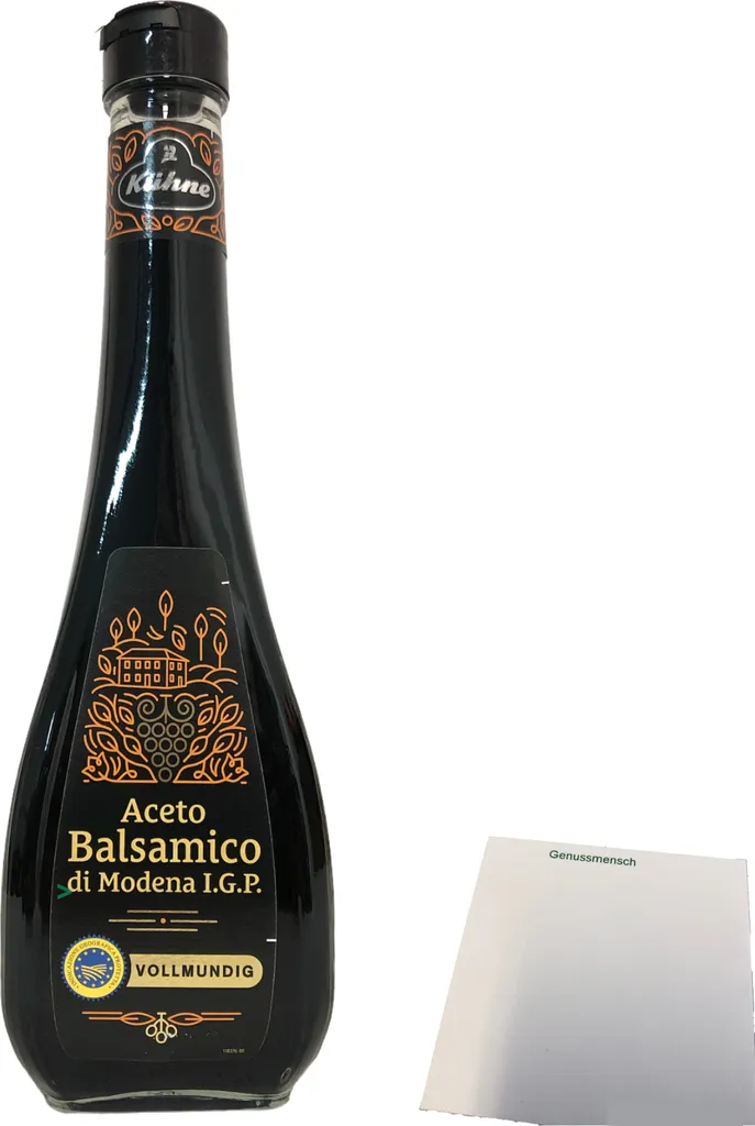 Kühne Aceto Balsamico di Modena, full-bodied vinegar made from original Italian red wine vinegar with concentrated grape must, 1 pack (1 x 500ml bottle) + usy Block