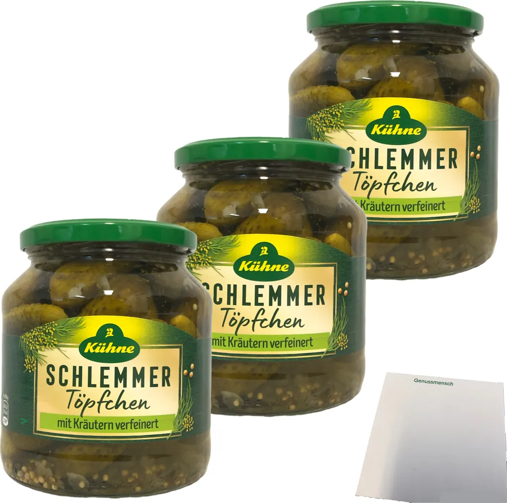 Kühne Danish cucumber salad with a mild sweet note 3-pack (3x670g jar) + usy block