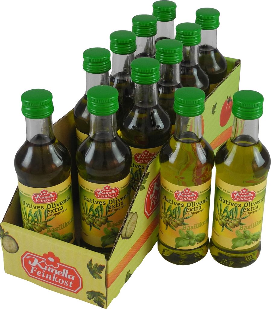 Kunella Feinkost Kunella Extra Virgin Olive Oil Cold Pressed Basil - 12-pack (12 bottles of 100 ml each)
