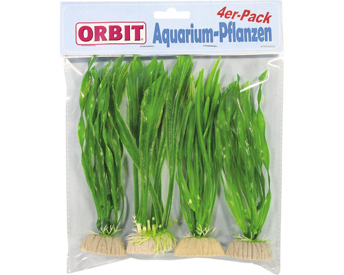 ORBIT Plastic aquatic plants small elongated leaves 20 cm 4 pieces green