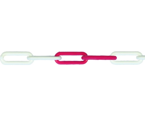 Plastic chain Pösamo red/white 6 mm, sold by the meter