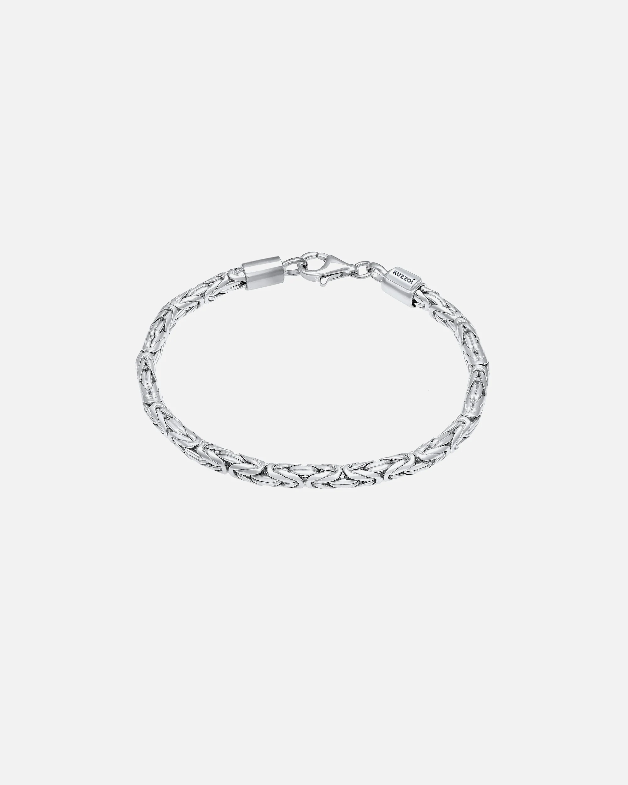 KUZZOI Bracelet Basic Men's Byzantine Chain Oxidized 925 Silver