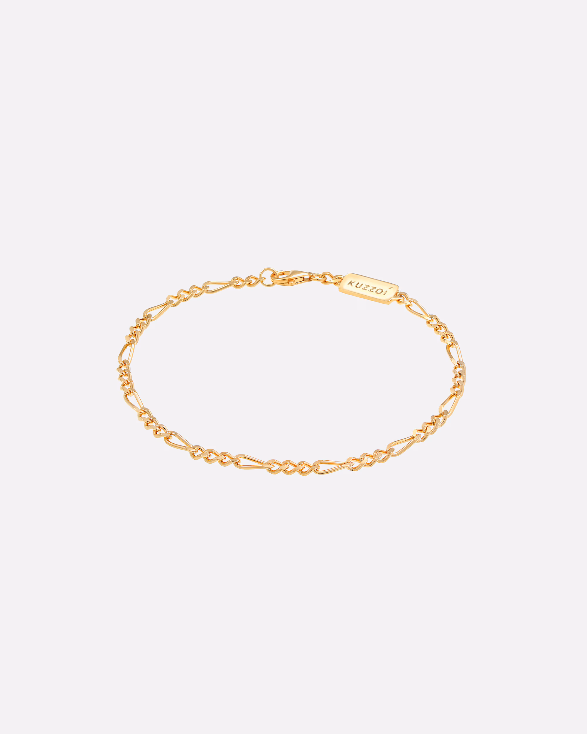 KUZZOI Bracelet Figaro Chain Solid Basic Must-Have Cool 925 Silver