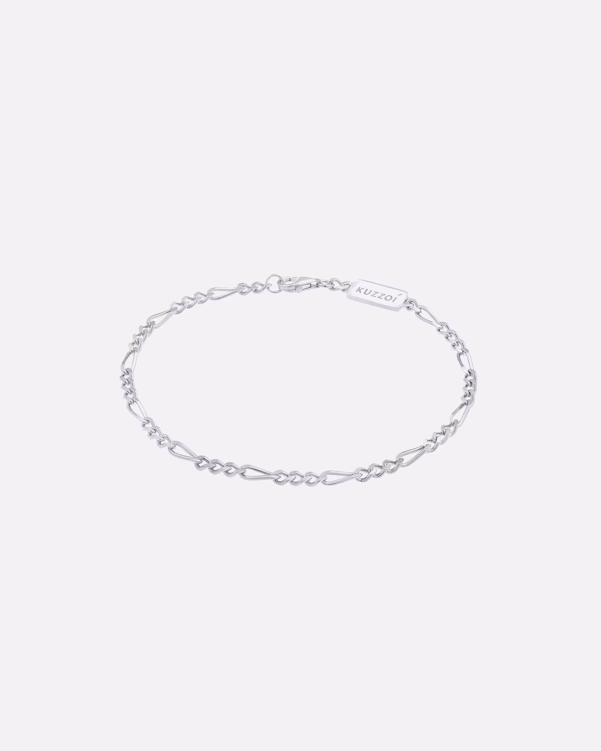 KUZZOI Bracelet Figaro Chain Solid Basic Must-Have Cool 925 Silver