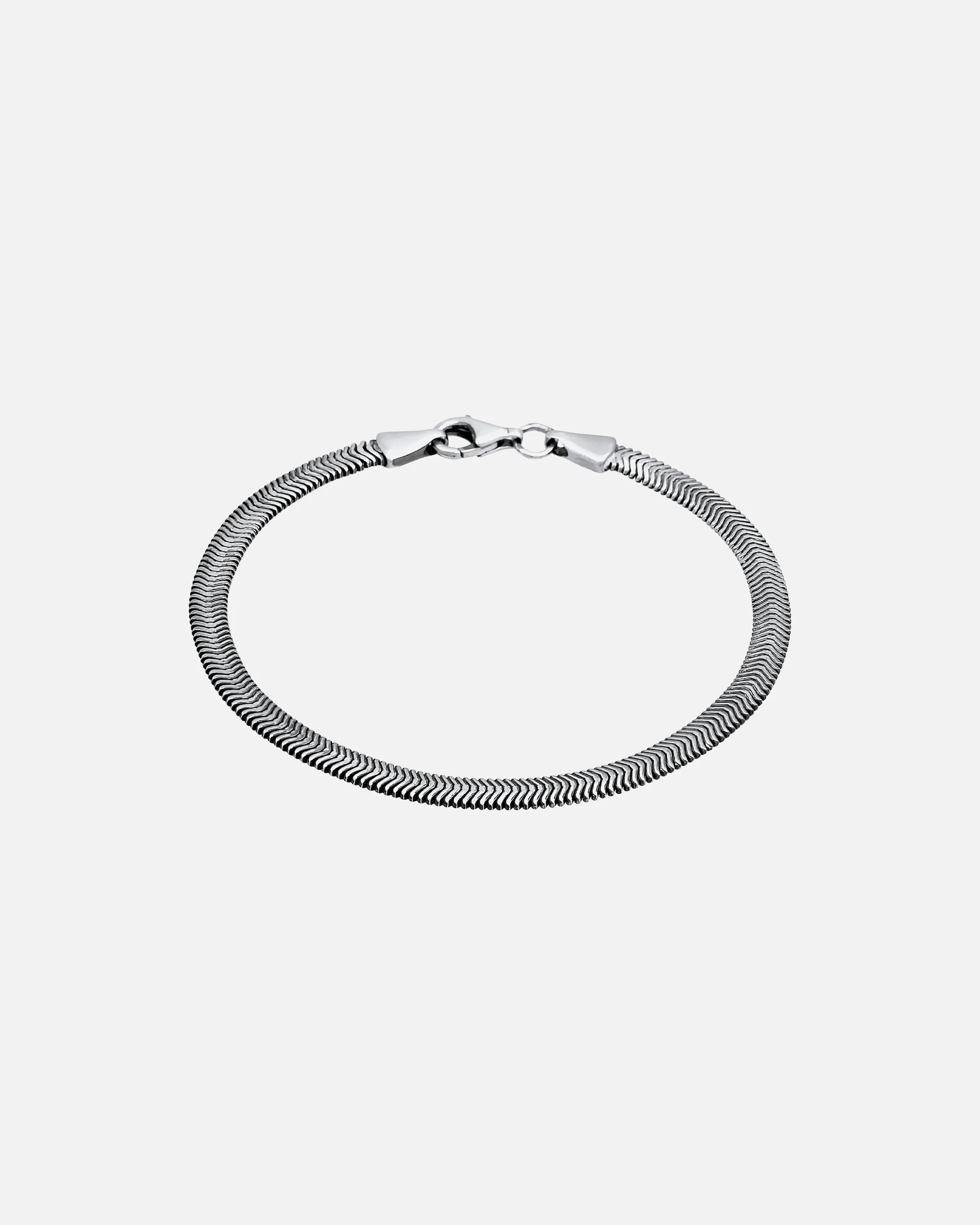 KUZZOI Bracelet Flat Elegant Snake Chain Herringbone 925 Silver