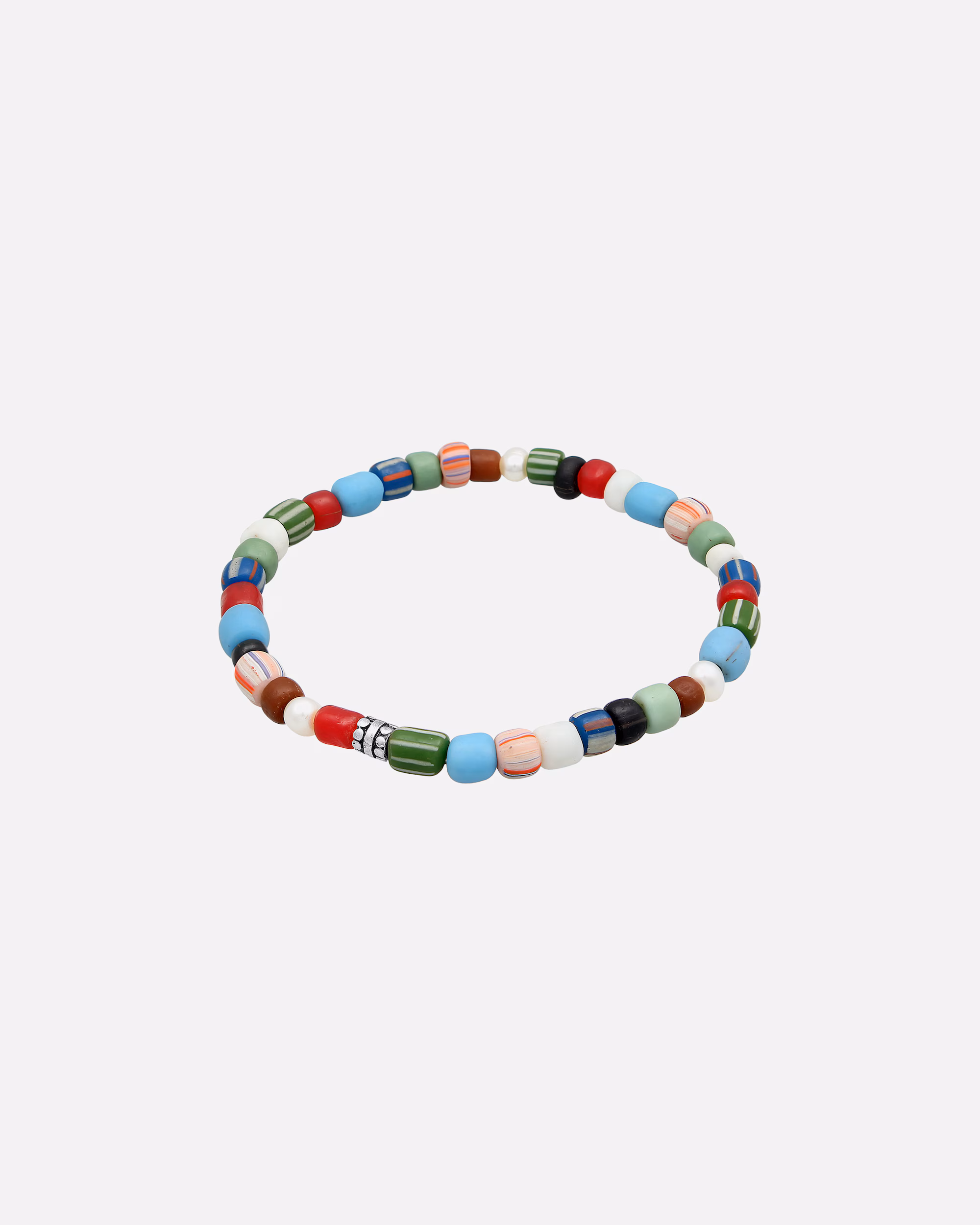 KUZZOI Bracelet Glass Beads Colorful Freshwater Pearls 925 Silver