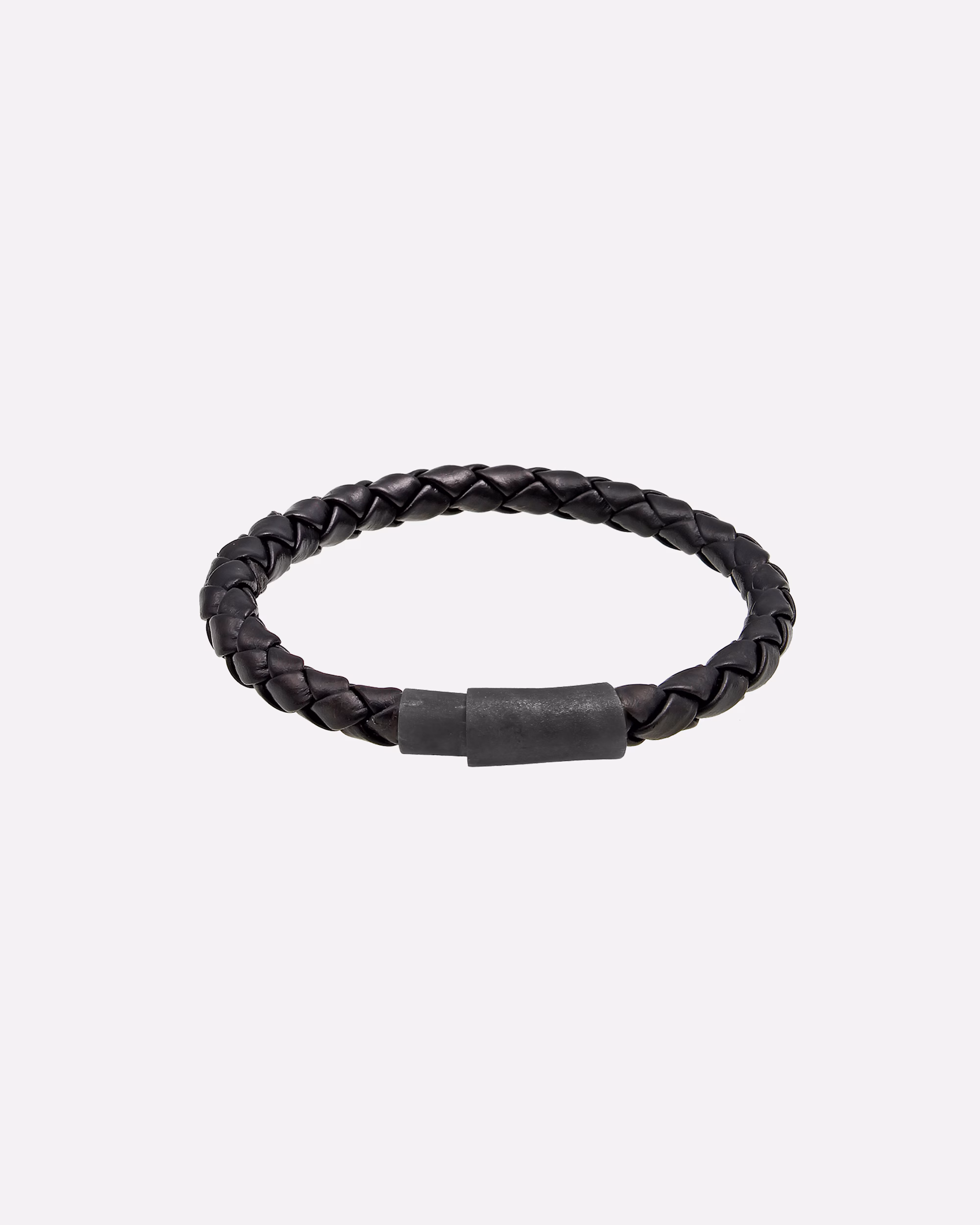 KUZZOI Men's Bracelet Genuine Leather Braided Magnet Basic 925 Silver
