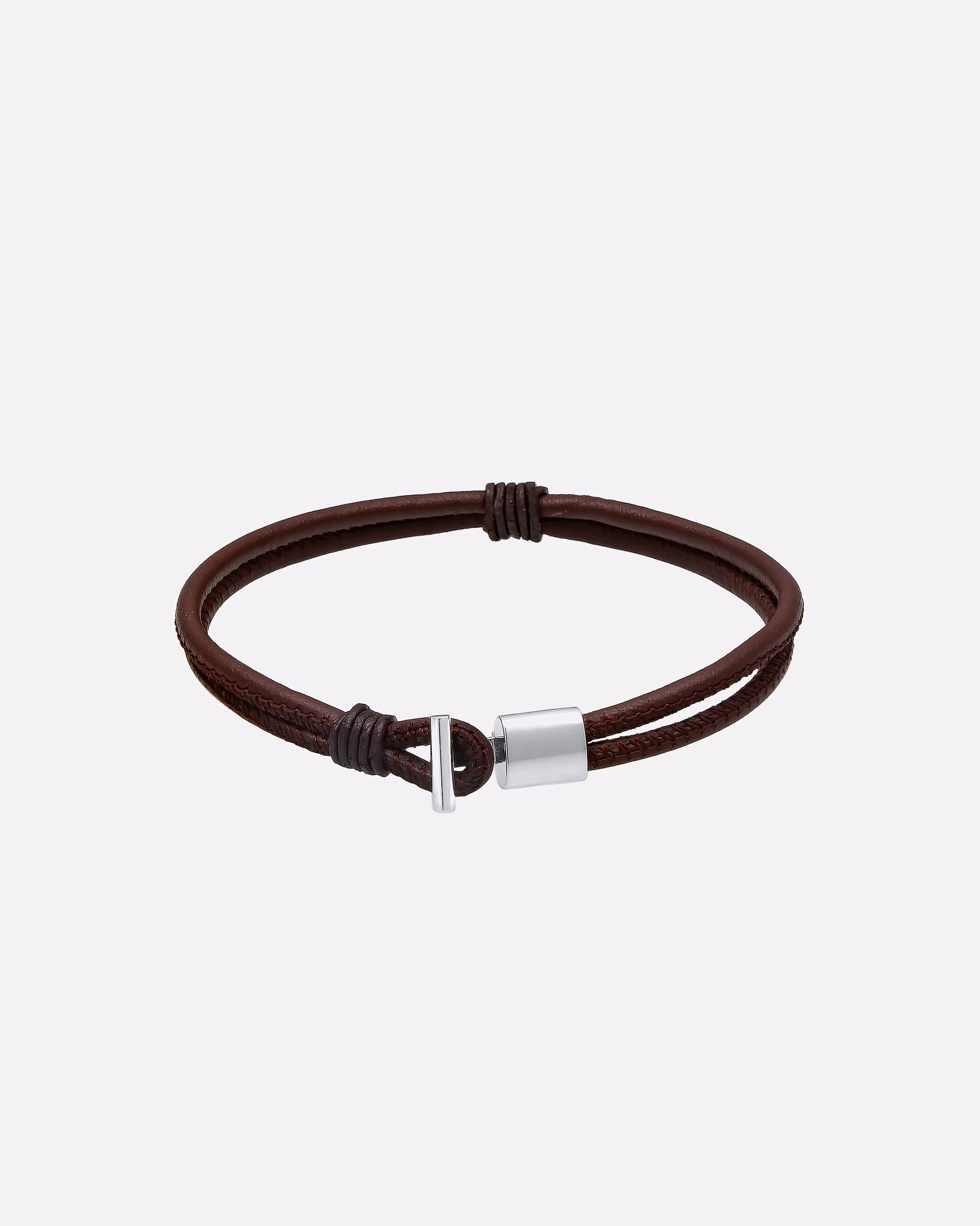KUZZOI men's bracelet genuine leather knot hook black 925 silver