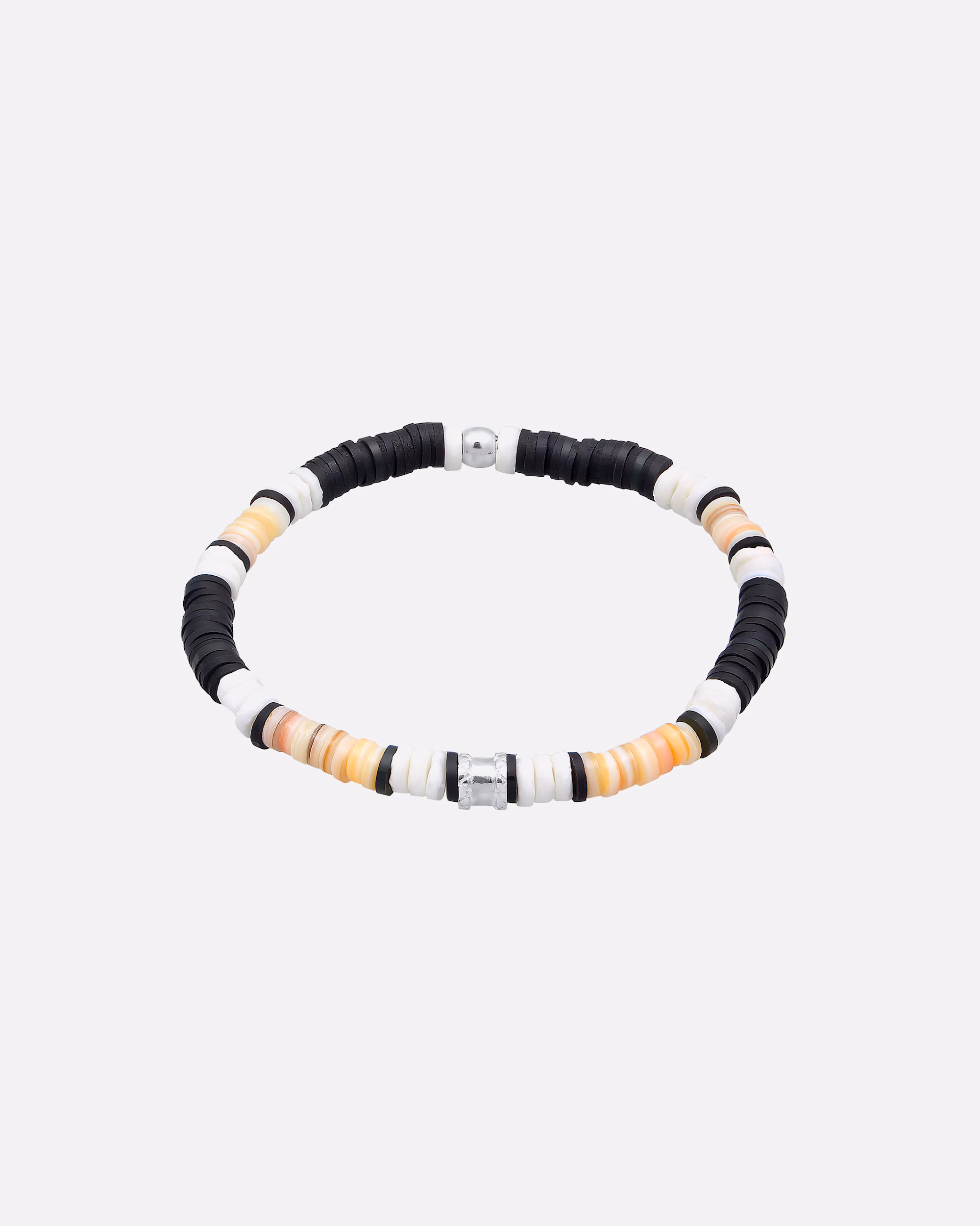 KUZZOI Men's Bracelet Heishi Beads Vintage Surfer 925 Silver