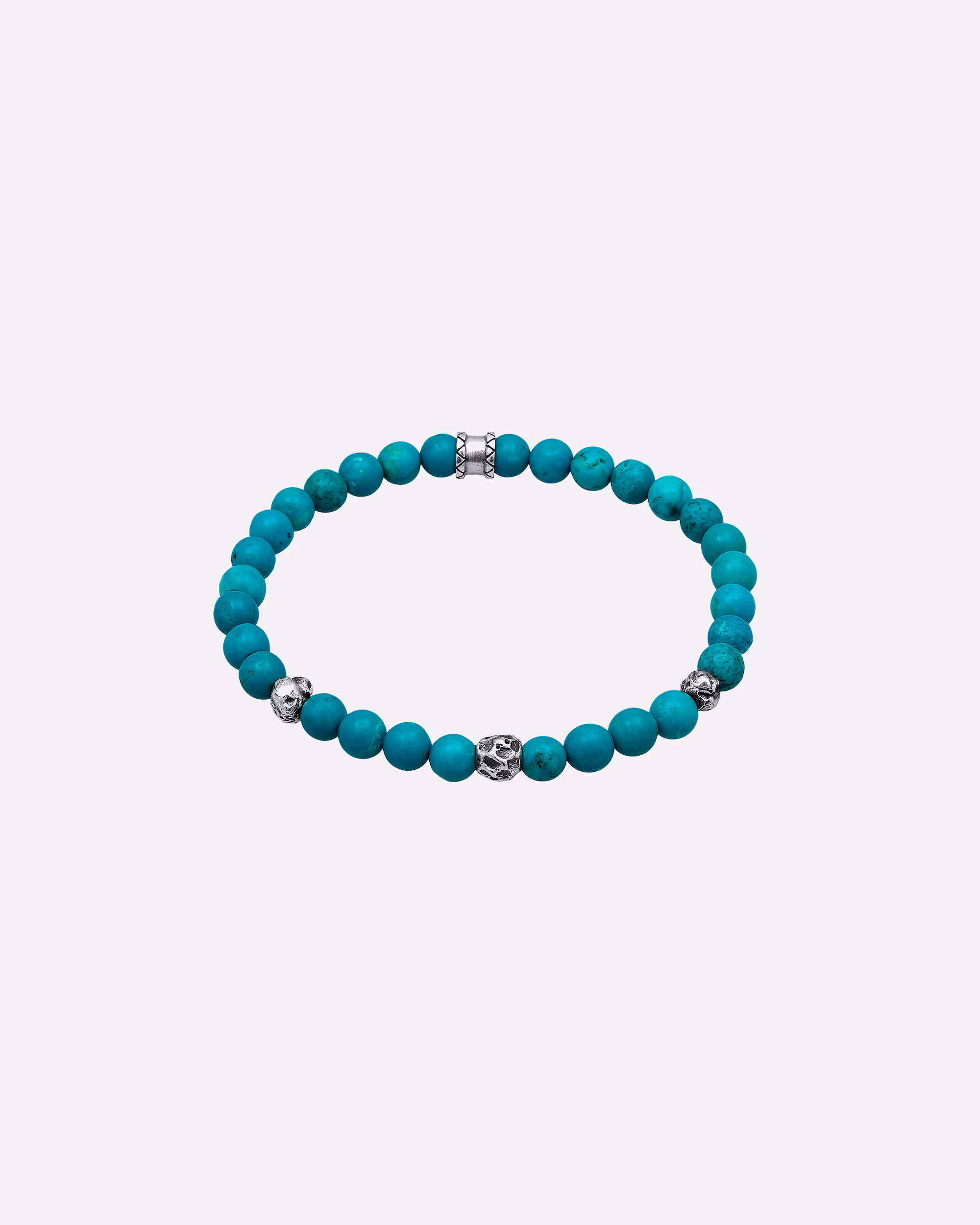 KUZZOI Men's Bracelet Howlite Turquoise Stone Bead 925 Silver