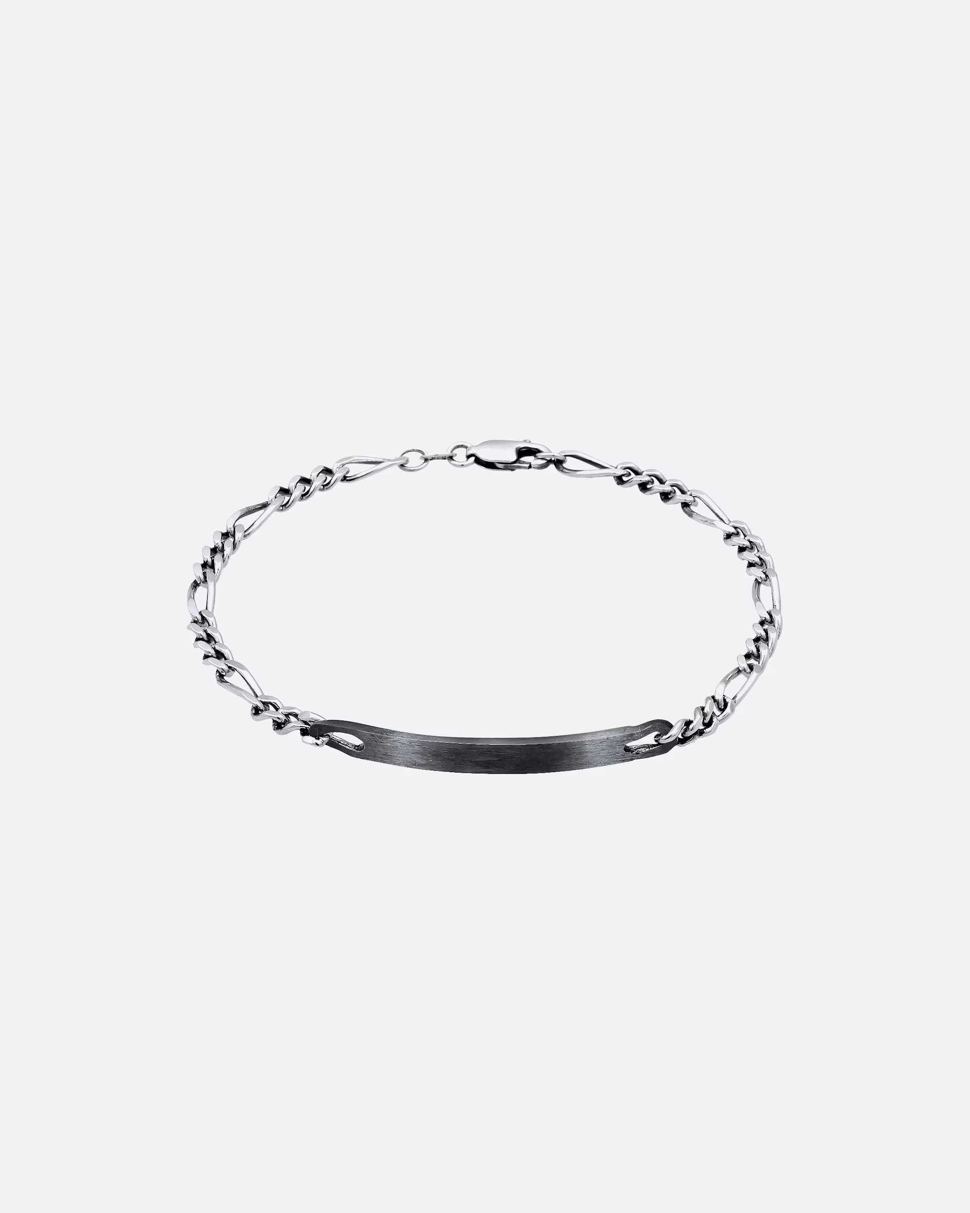 KUZZOI Bracelet Men's ID Plate Figaro Classic 925 Silver