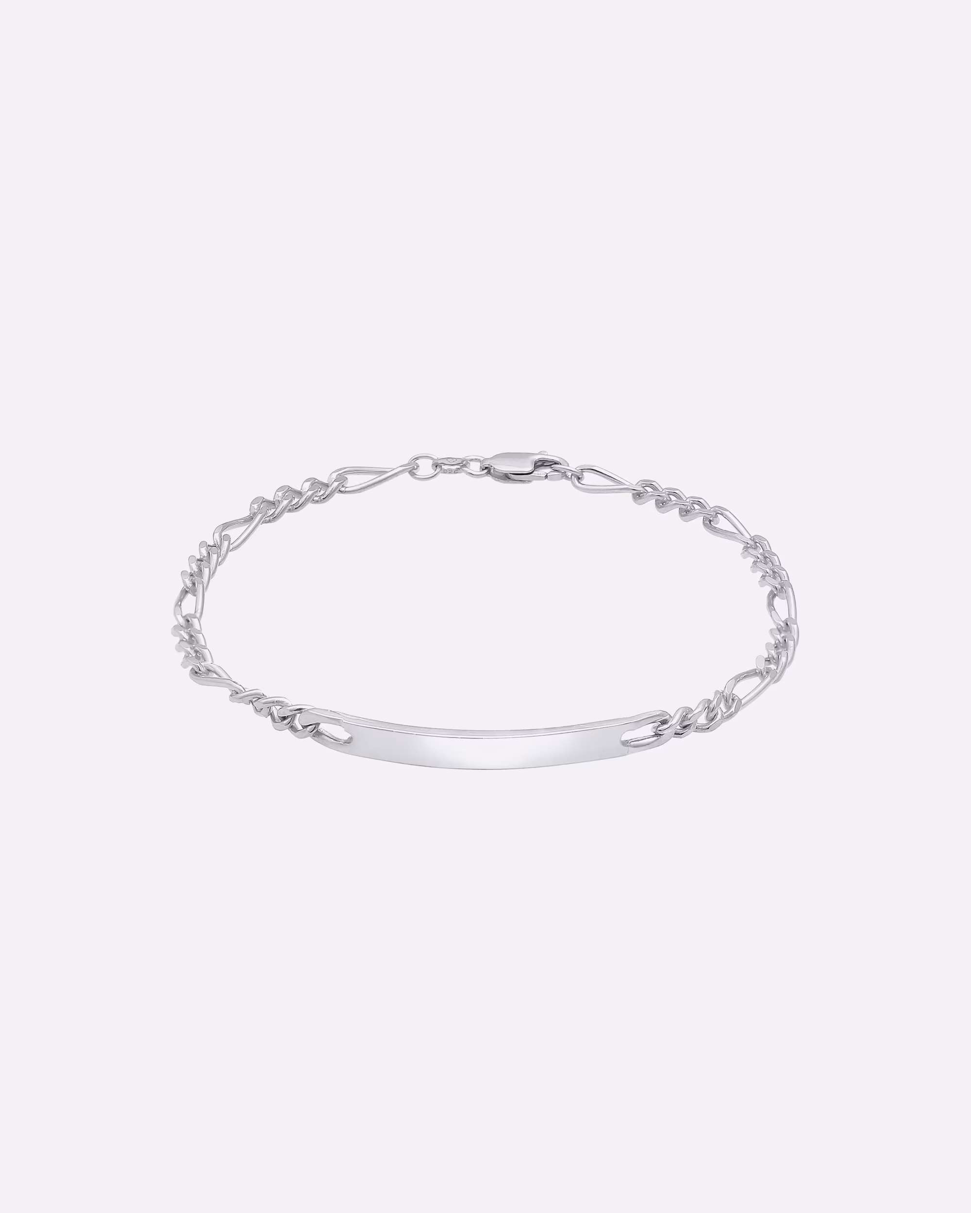 KUZZOI Bracelet Men's ID Plate Figaro Classic 925 Silver