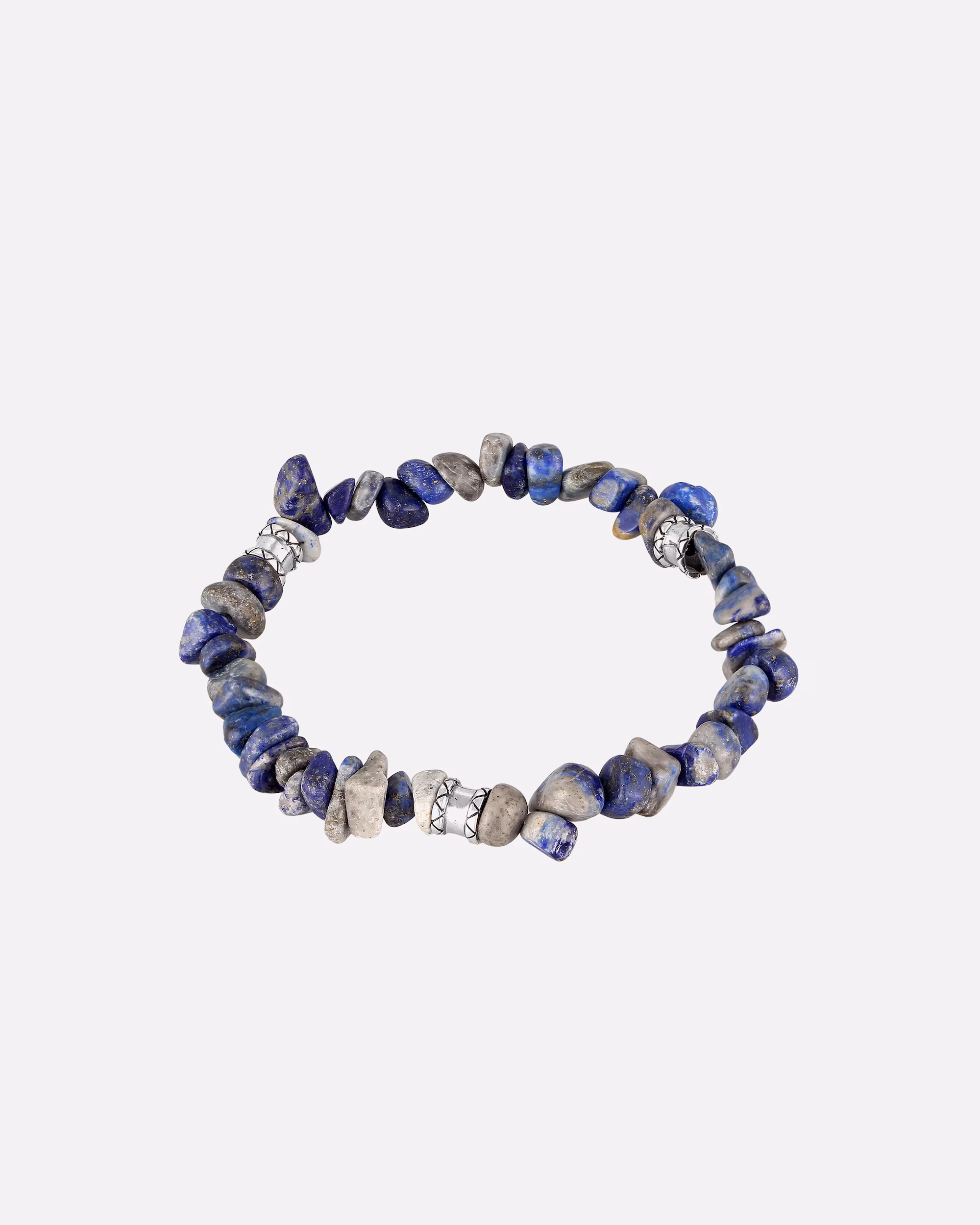 KUZZOI Men's Bracelet Lapis Lazuli Vintage Bead 925 Silver