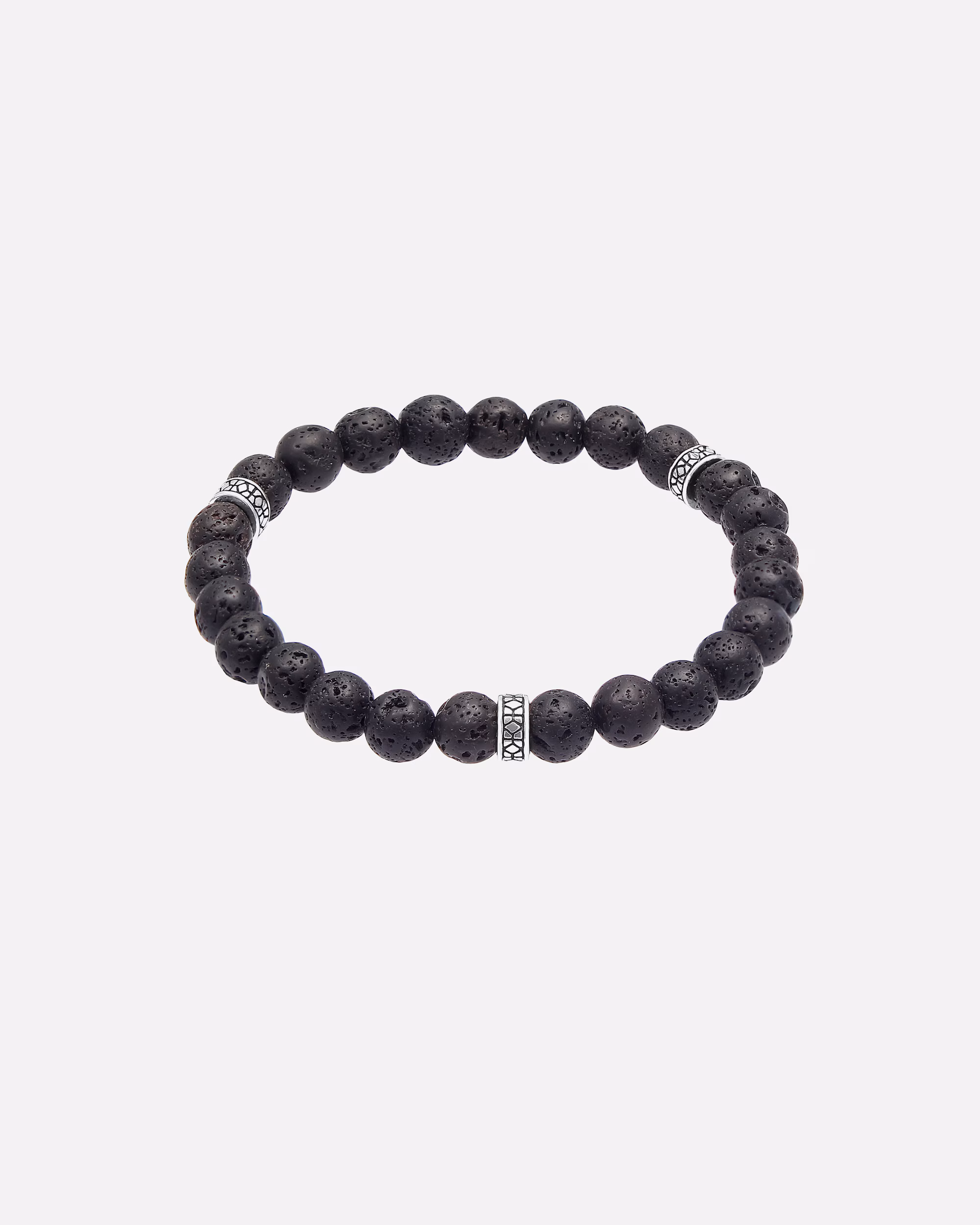 KUZZOI Bracelet Men's Lava Black Vintage 925 Silver Oxidized