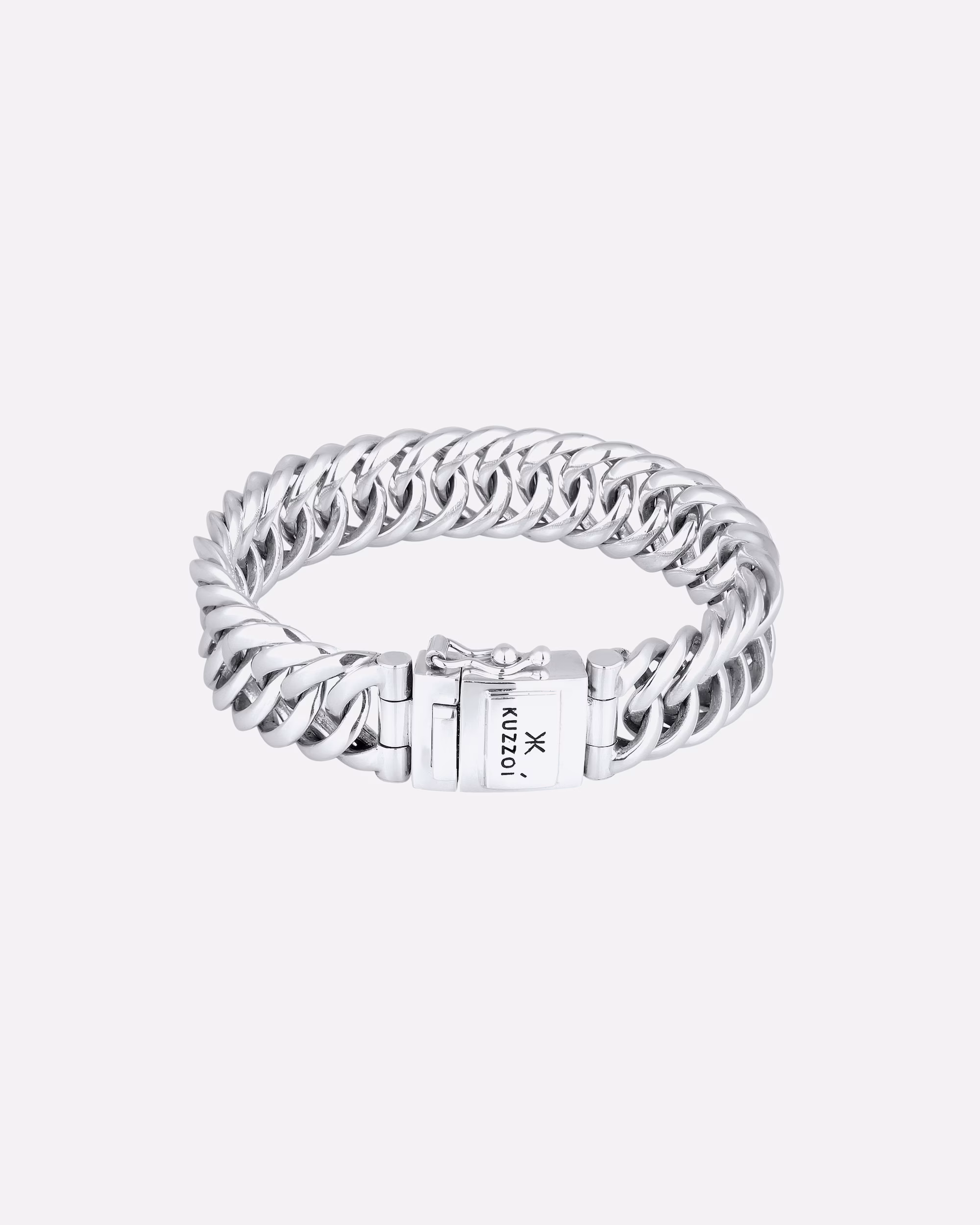 KUZZOI bracelet men's curb chain box clasp 925 silver