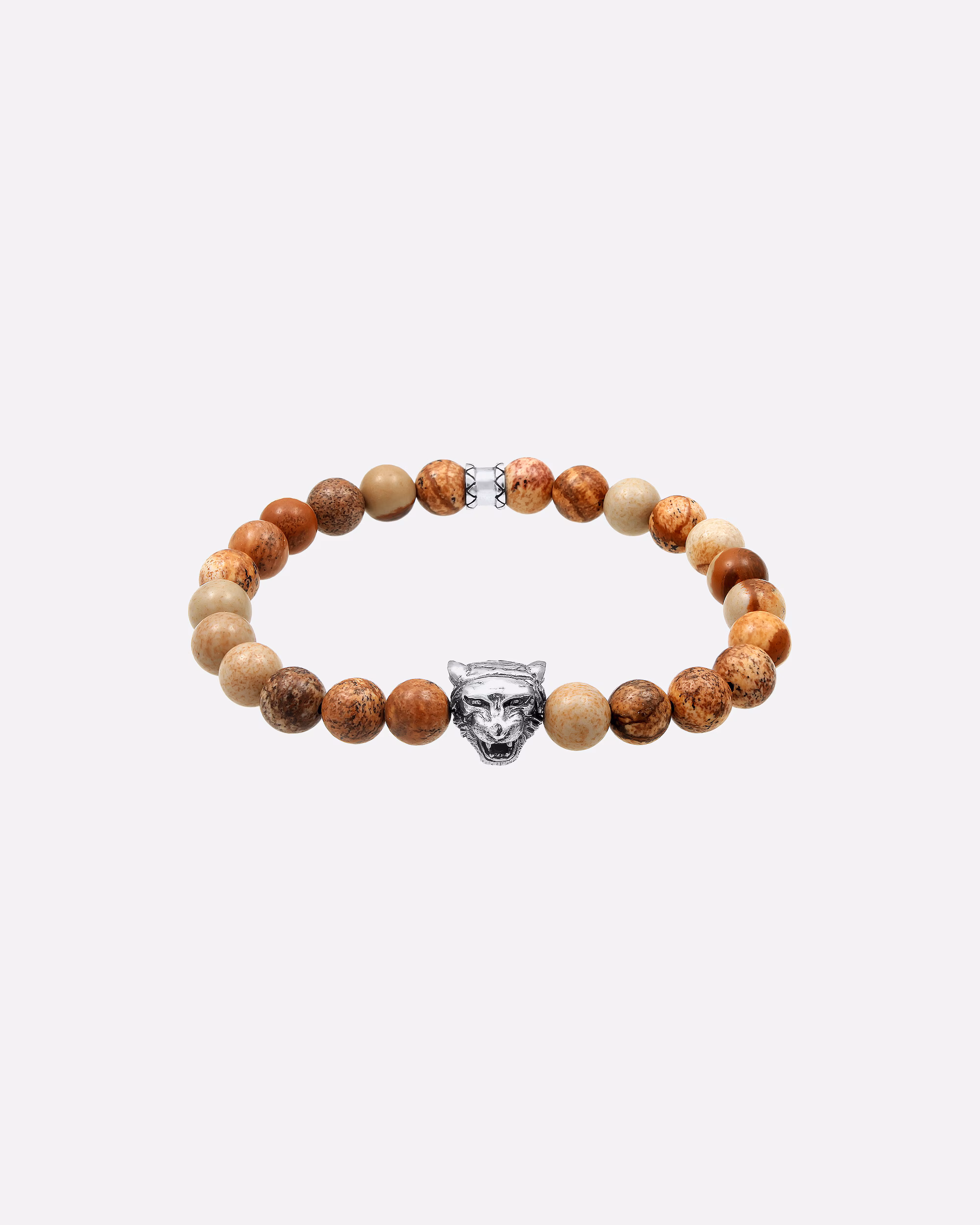 KUZZOI men's bracelet tiger head agate jasper look 925 silver