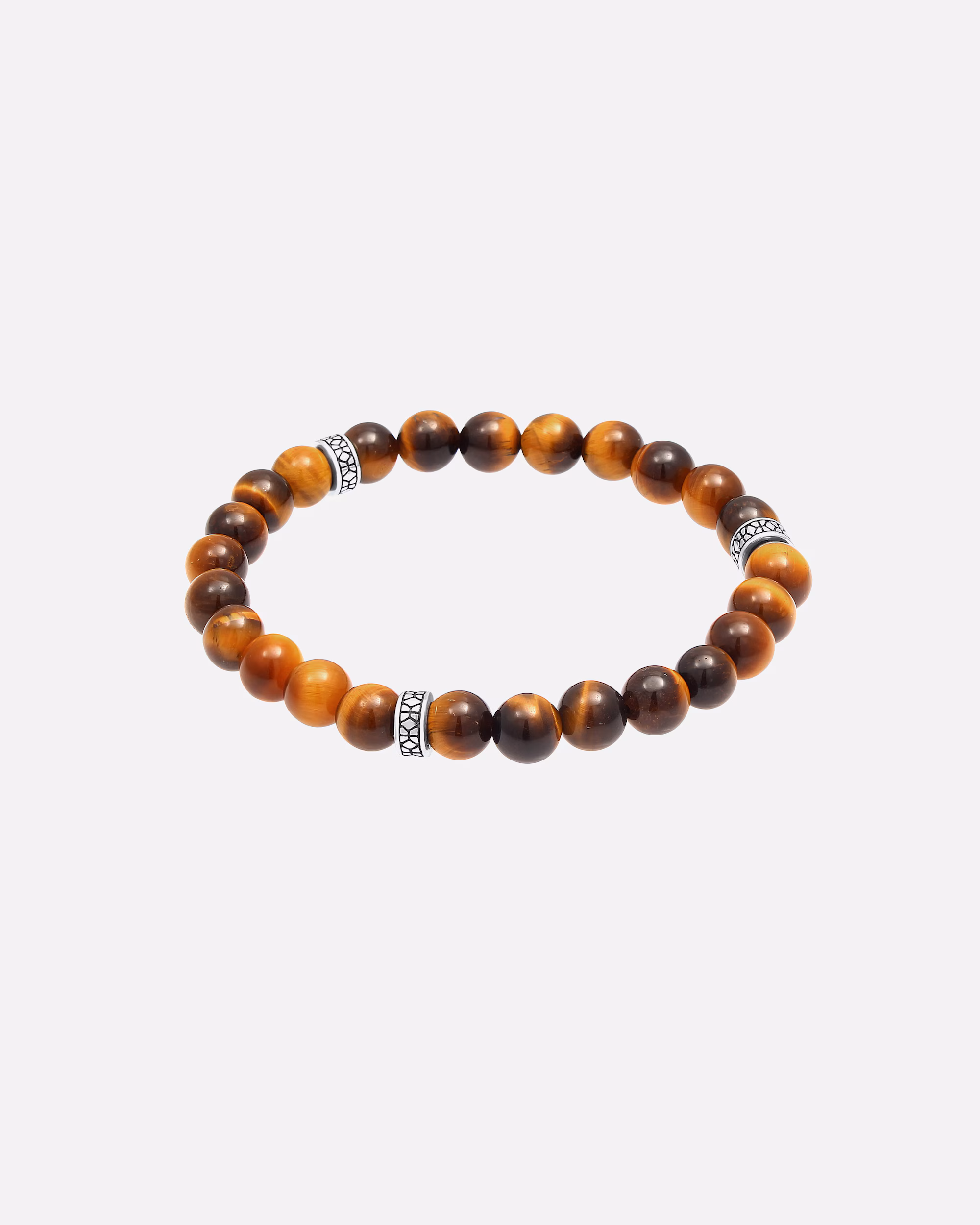 KUZZOI Men's Bracelet Tiger Eye Vintage 925 Silver Oxidized