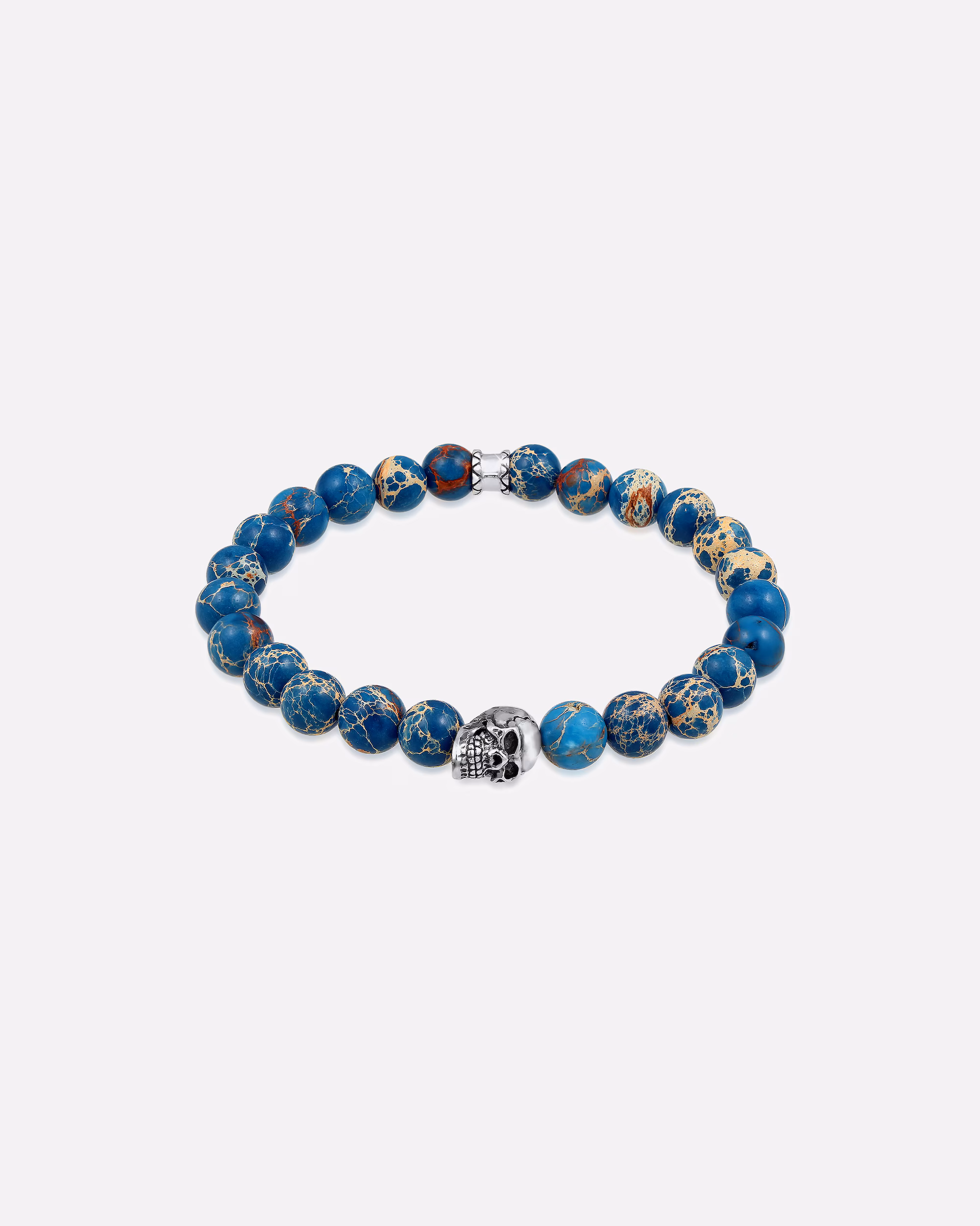 KUZZOI men's bracelet skull blue-colored agate 925 silver