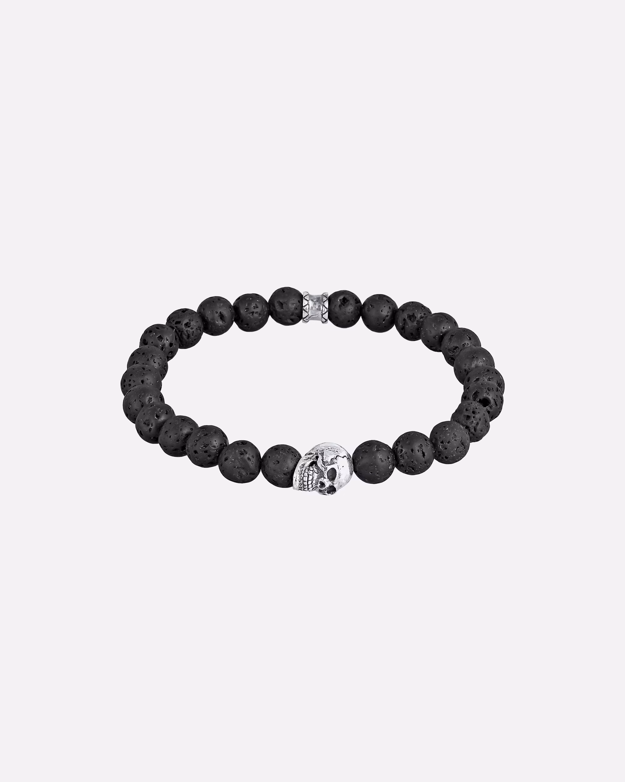 KUZZOI men's bracelet skull lava stone beads 925 silver
