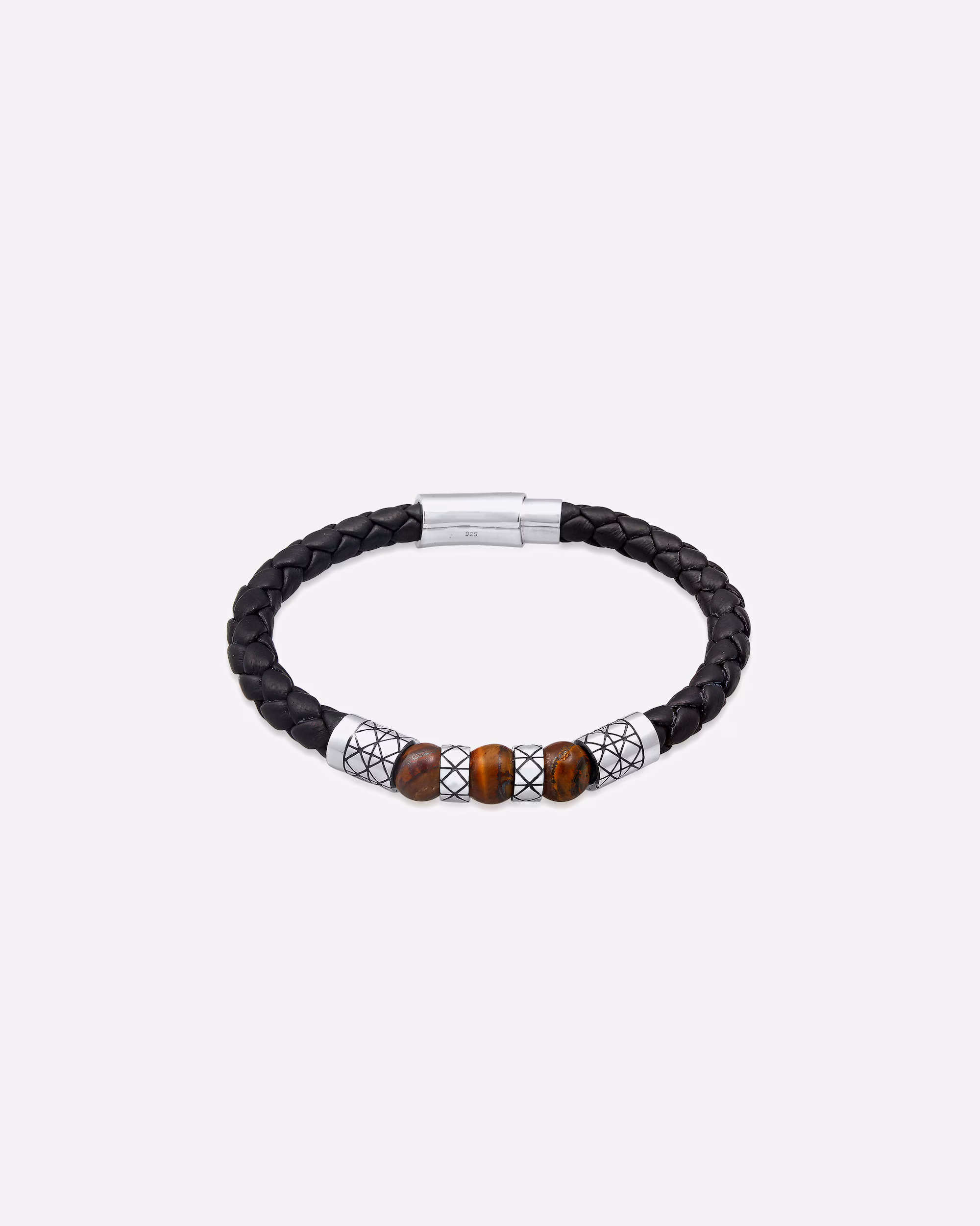 KUZZOI bracelet KUZZOI bracelet men's leather bead magnetic clasp 925 silver