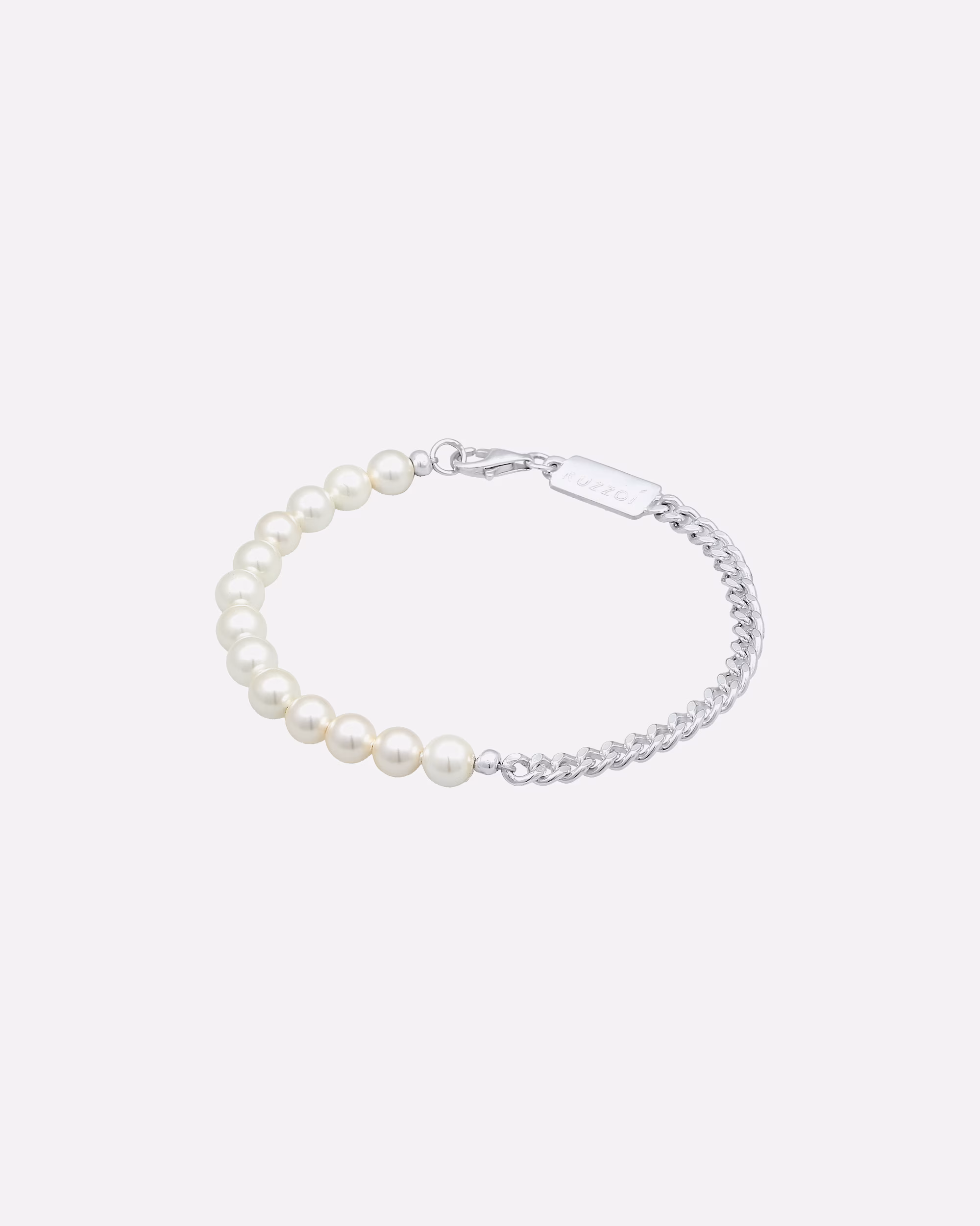 KUZZOI Bracelet KUZZOI Bracelet Men's Curb Chain Solid Beads 925 Silver