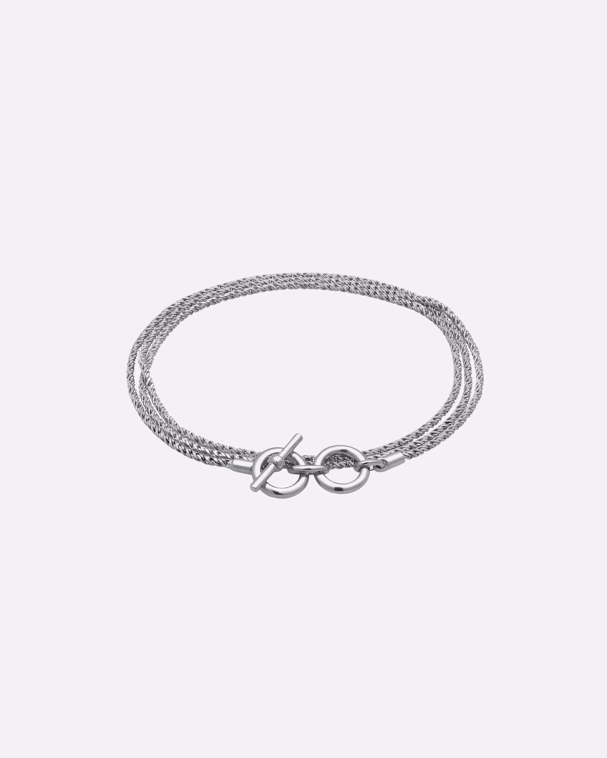 KUZZOI Bracelet Men's Cord Chain T-Bone Oxidized 925 Silver